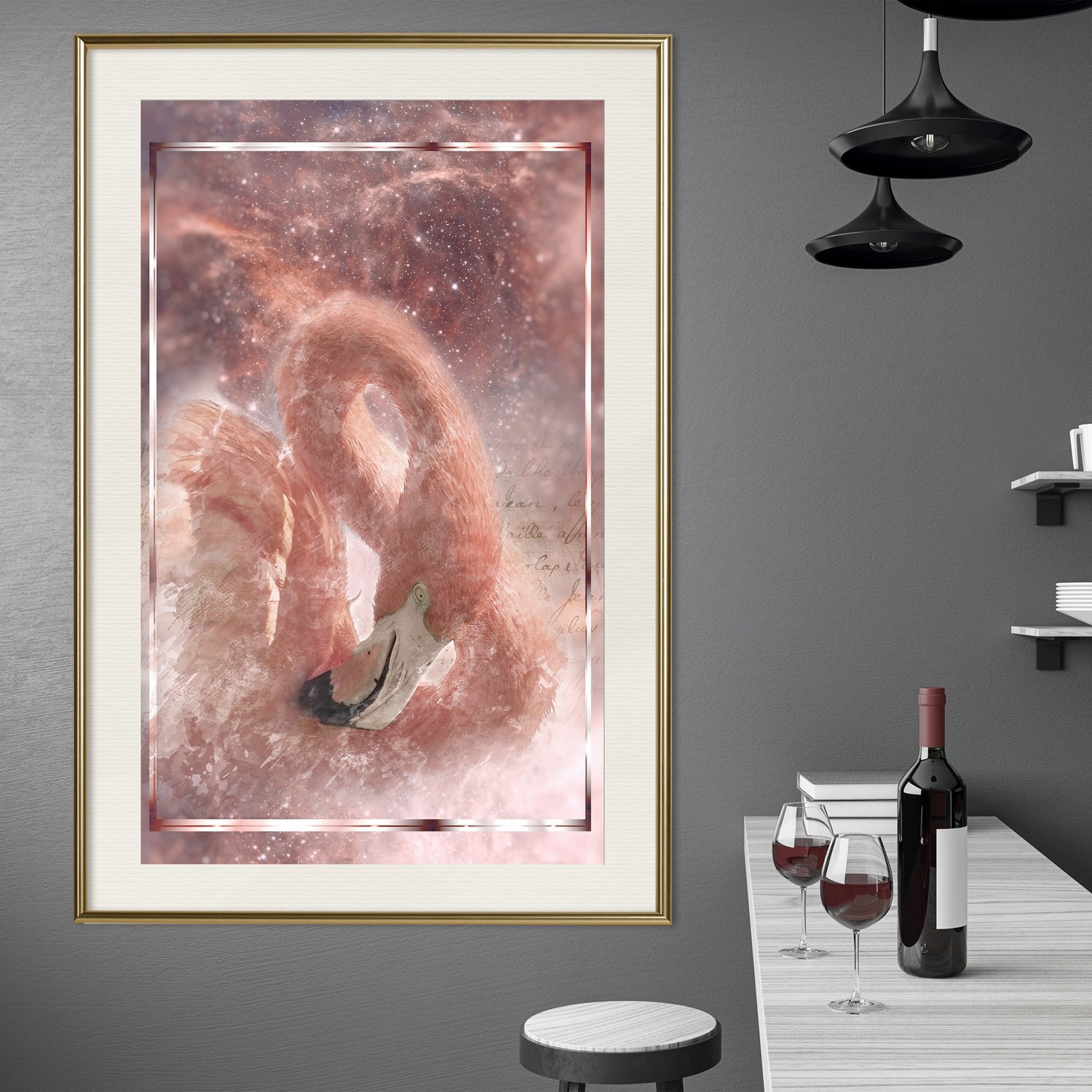 Poster Artgeist Affisch Space Flamingo