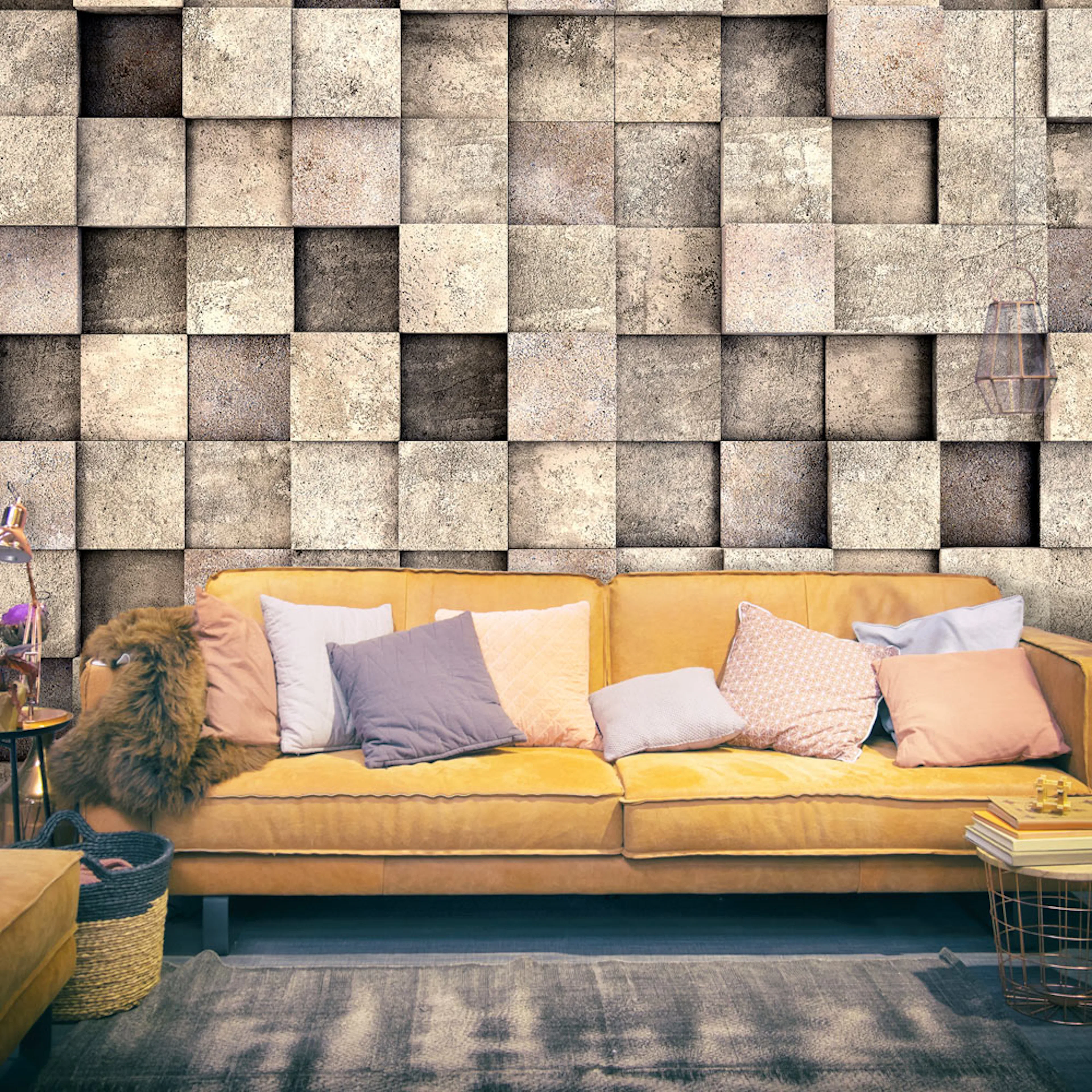 Fototapet Arkiio Självhäftande Beige Squares