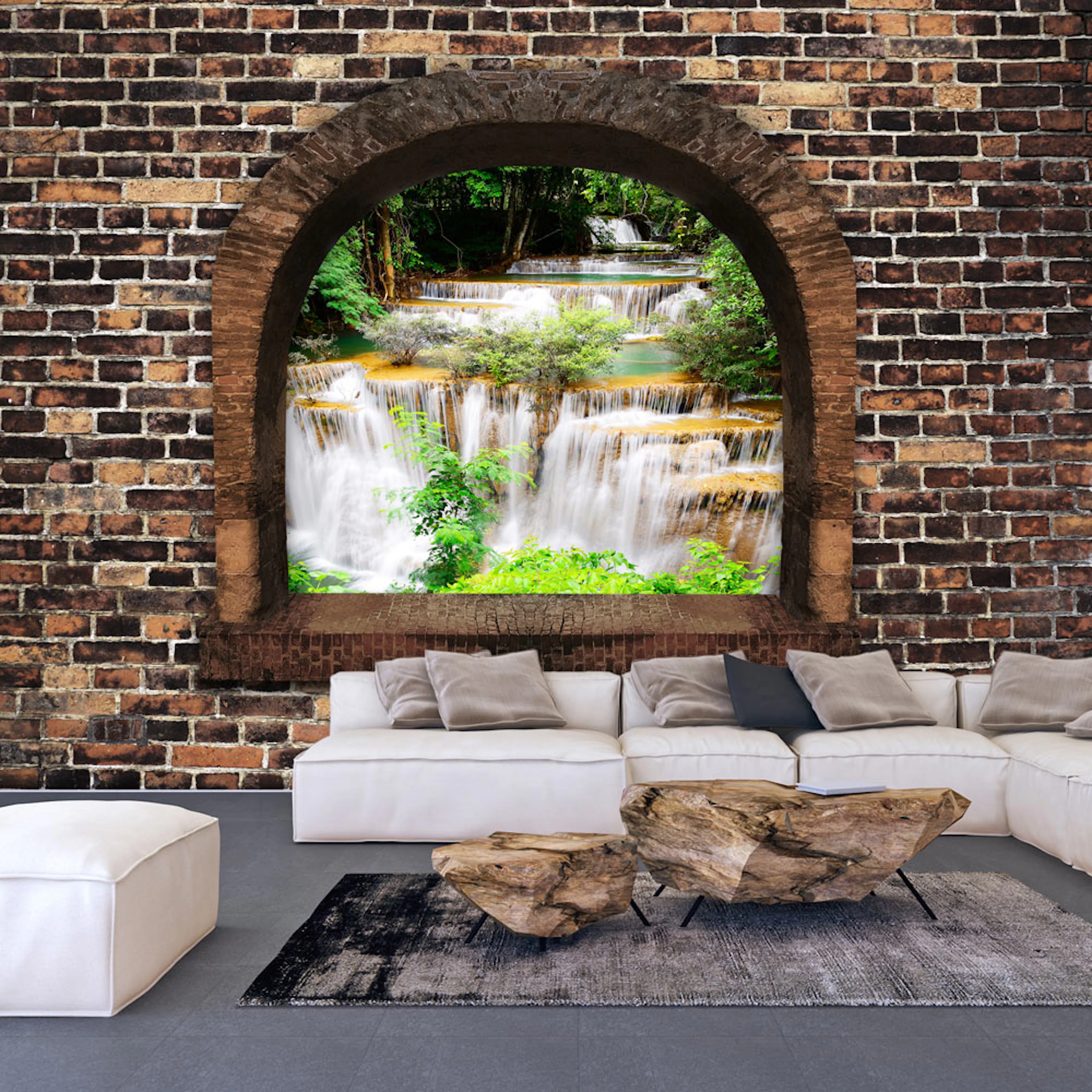 Fototapet Arkiio Självhäftande Stony Window Waterfalls