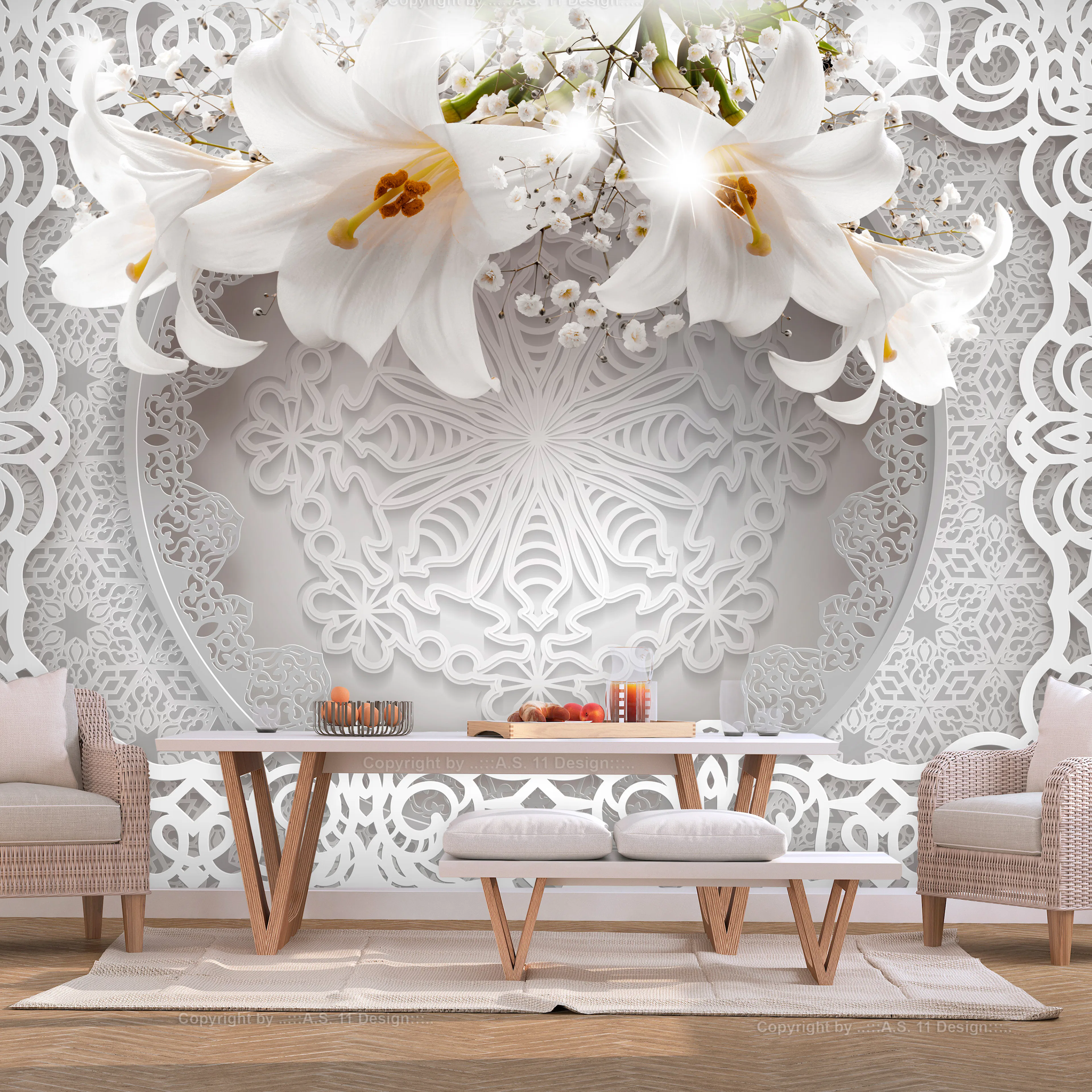 Fototapet Arkiio Självhäftande Lilies And Ornaments