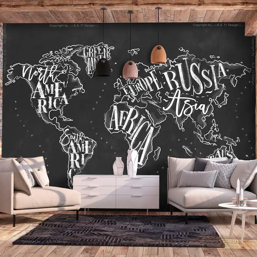 Fototapet Arkiio Retro Continents Svart