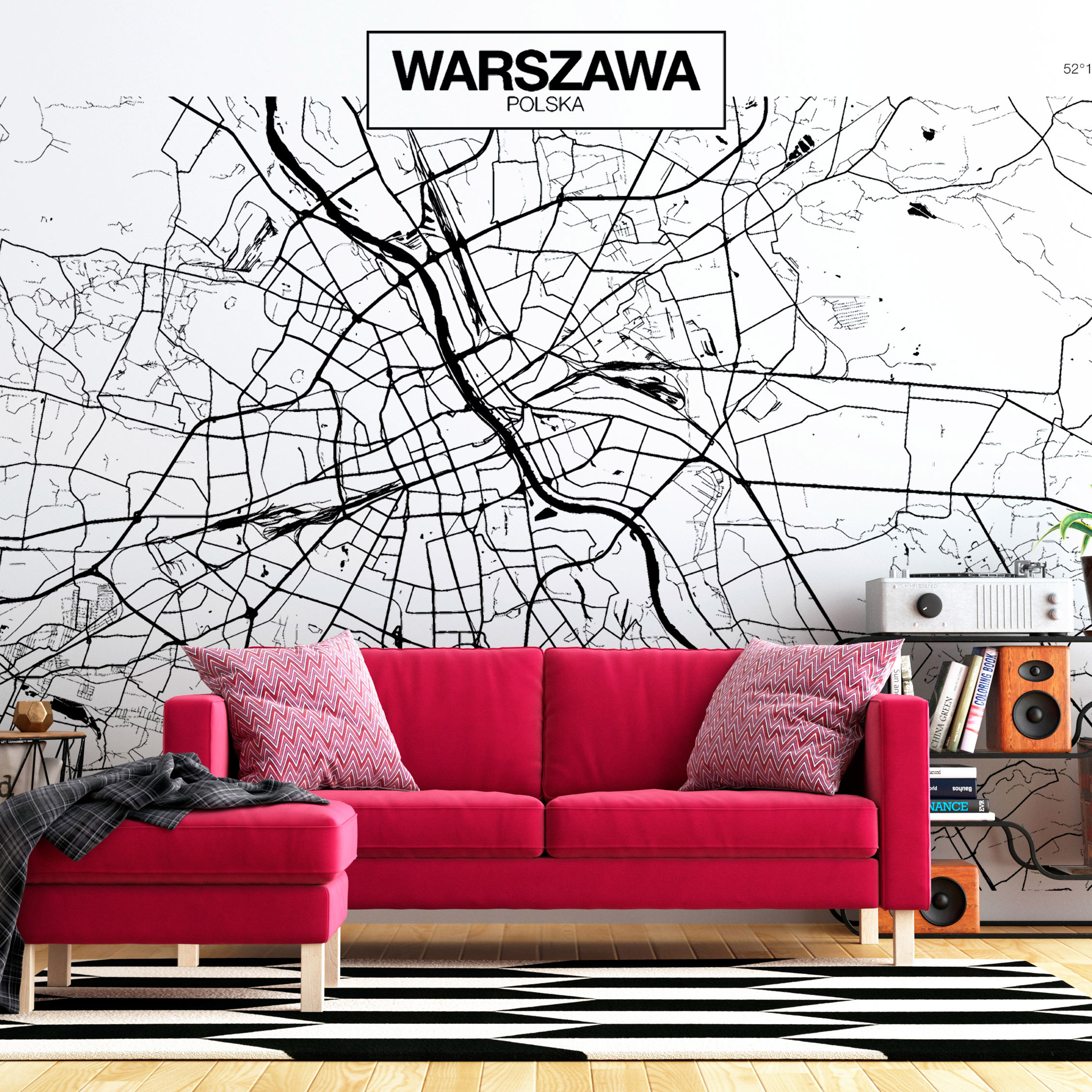 Fototapet Arkiio Självhäftande Warsaw Map