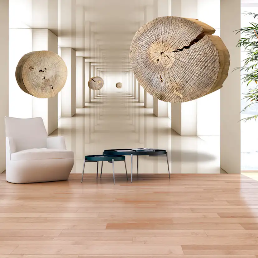 Fototapet Arkiio Självhäftande Flying Discs Of Wood