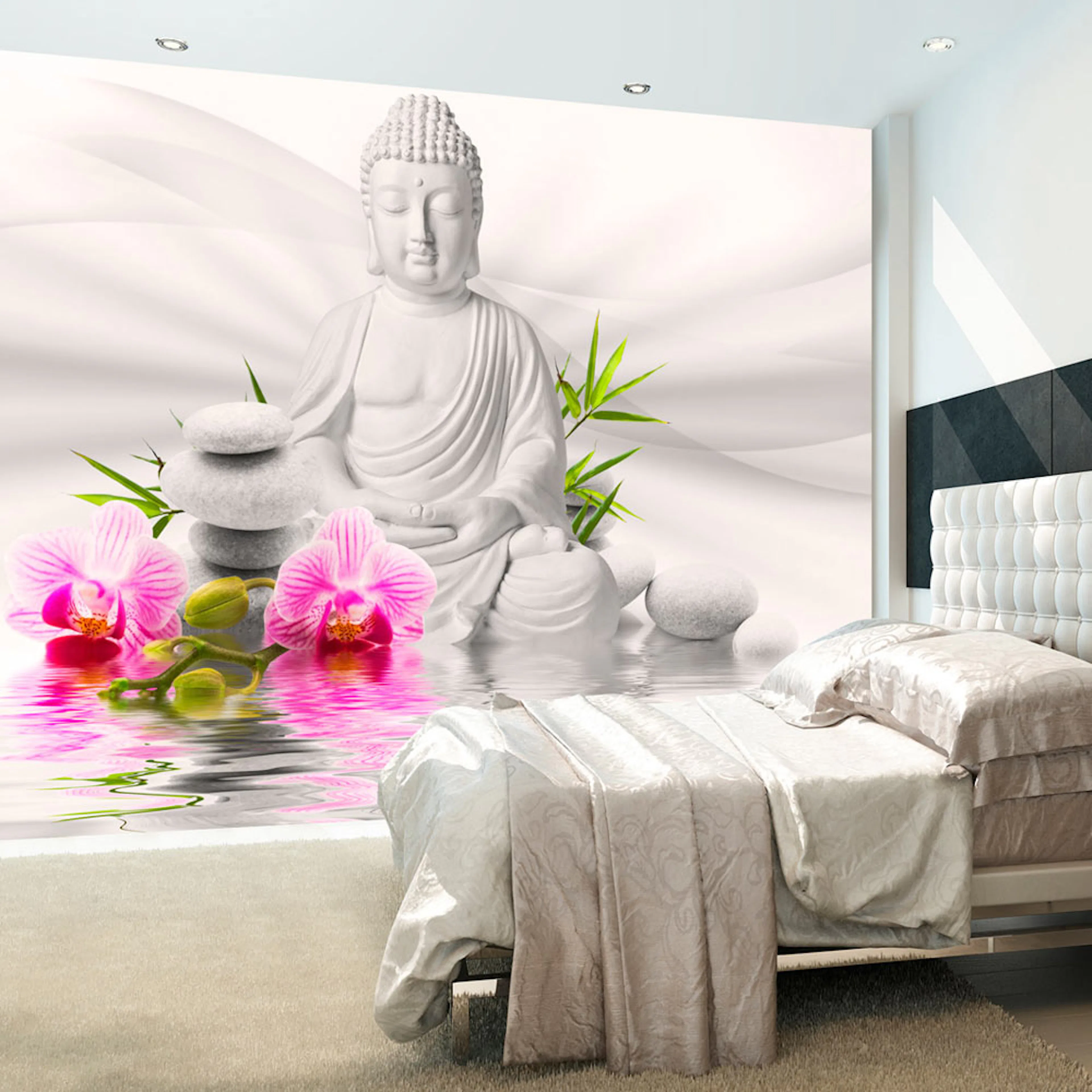 Fototapet Arkiio Självhäftande Buddha And Orchids