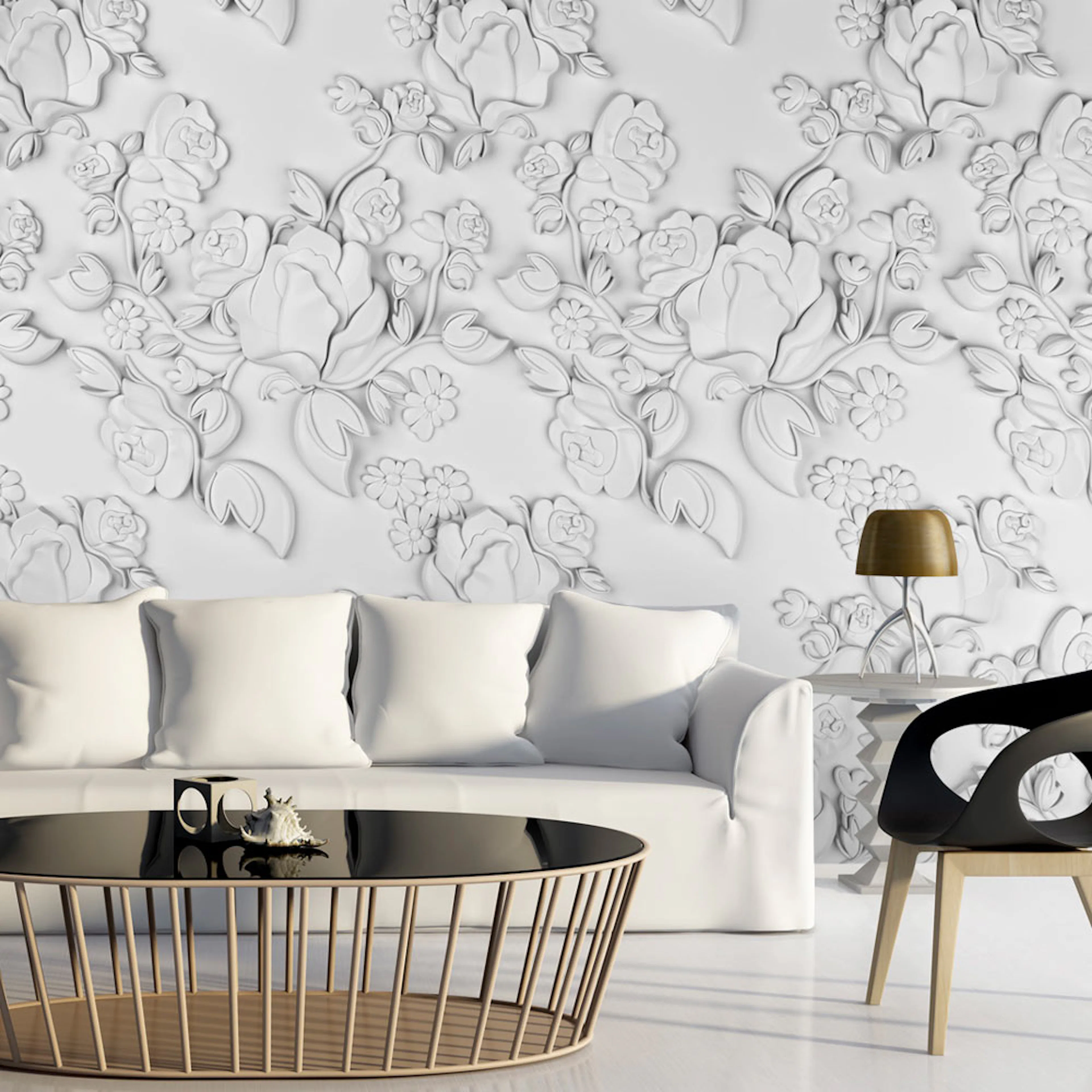 Fototapet Arkiio White Ornament: Roses