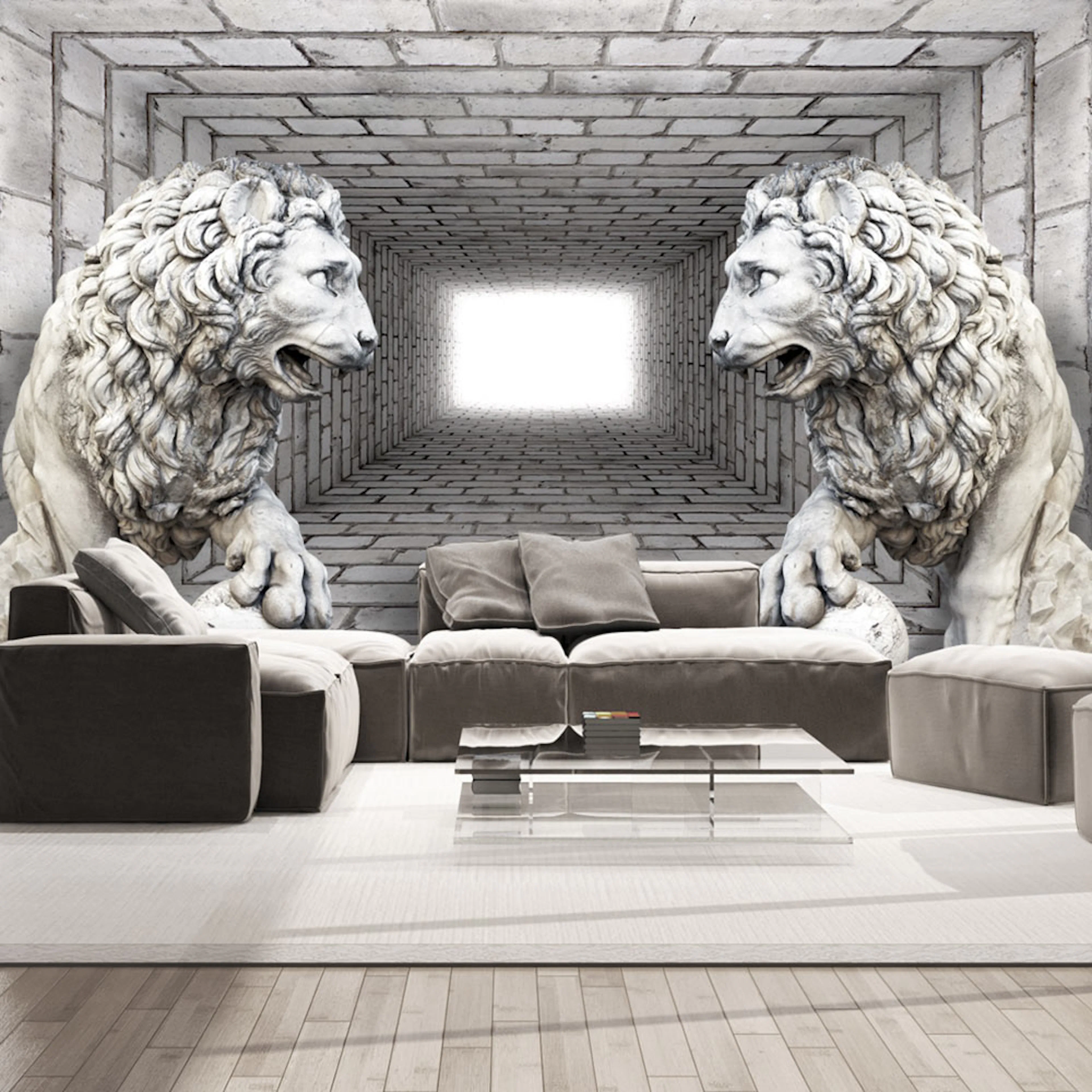 Fototapet Arkiio Självhäftande Stone Lions