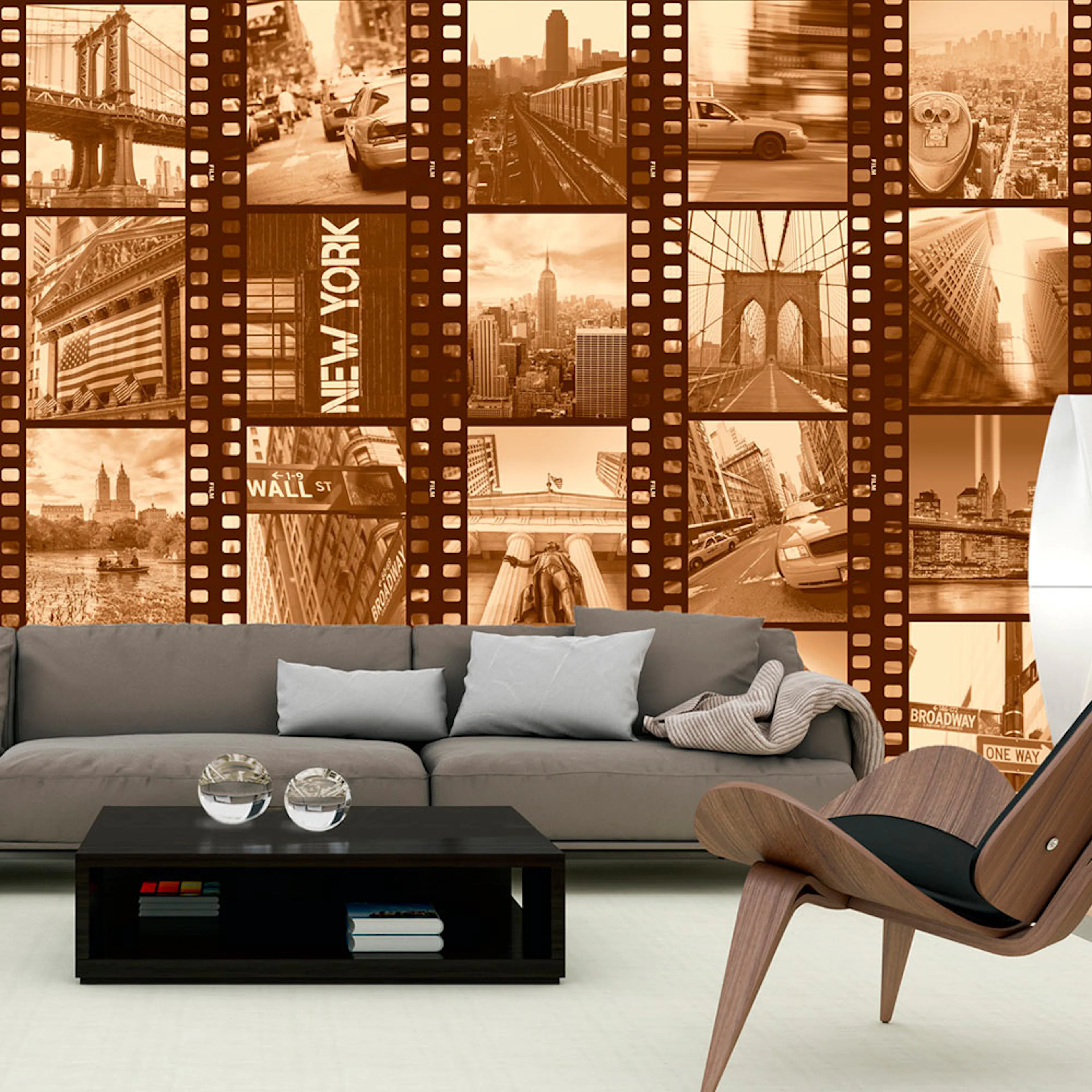 Fototapet Arkiio New York Collage sepia 50x1000 cm