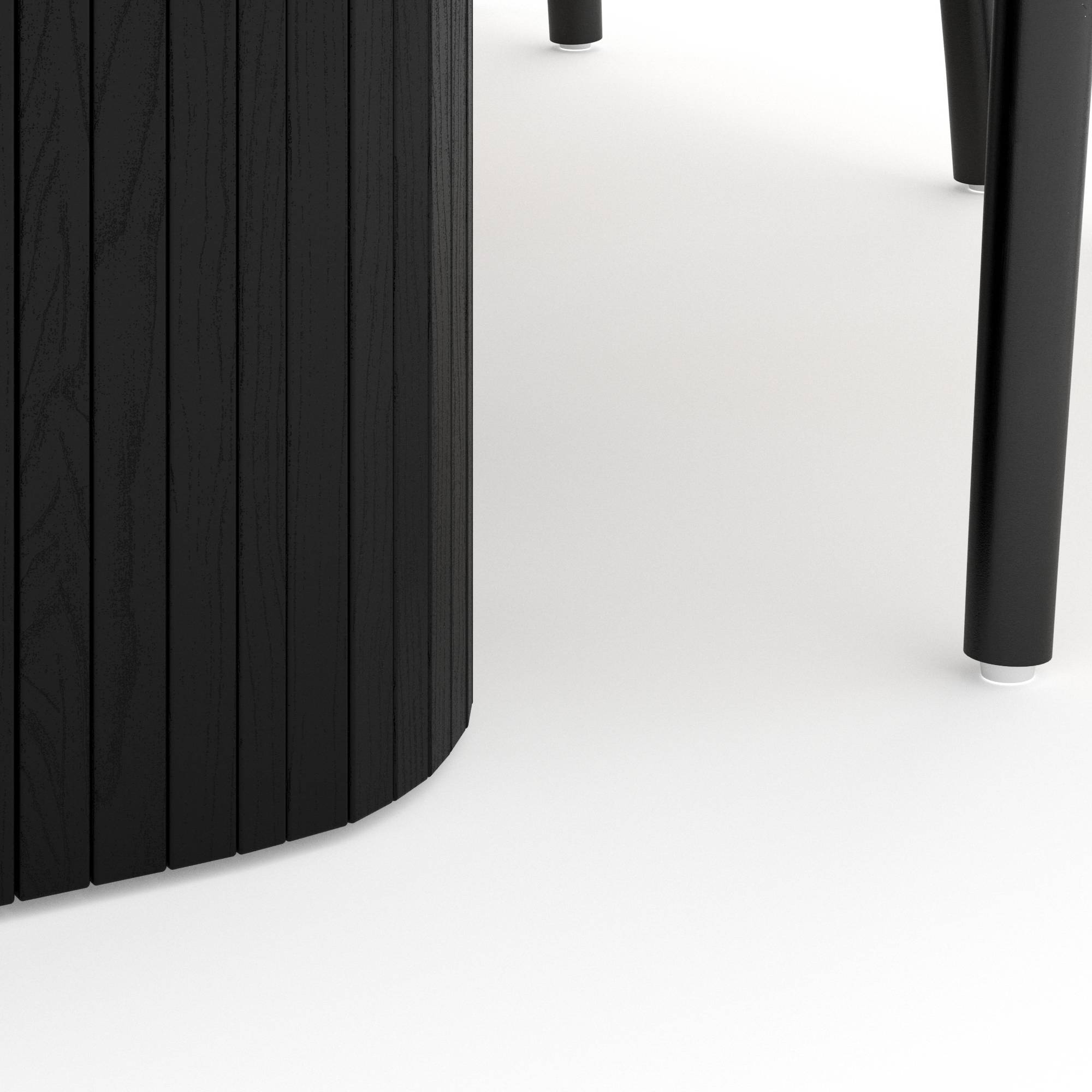 Matgrupp Bark Kopparbo Rektangulärt Matbord 200x100 cm med 6 Dastoori Matstol Svart