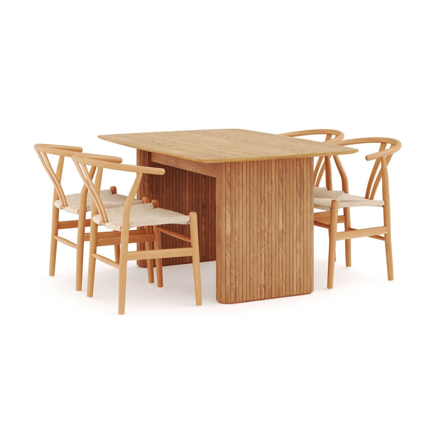 Matgrupp Bark Nixrai Rektangulärt Matbord 140 cm med 4Datoori Matstol