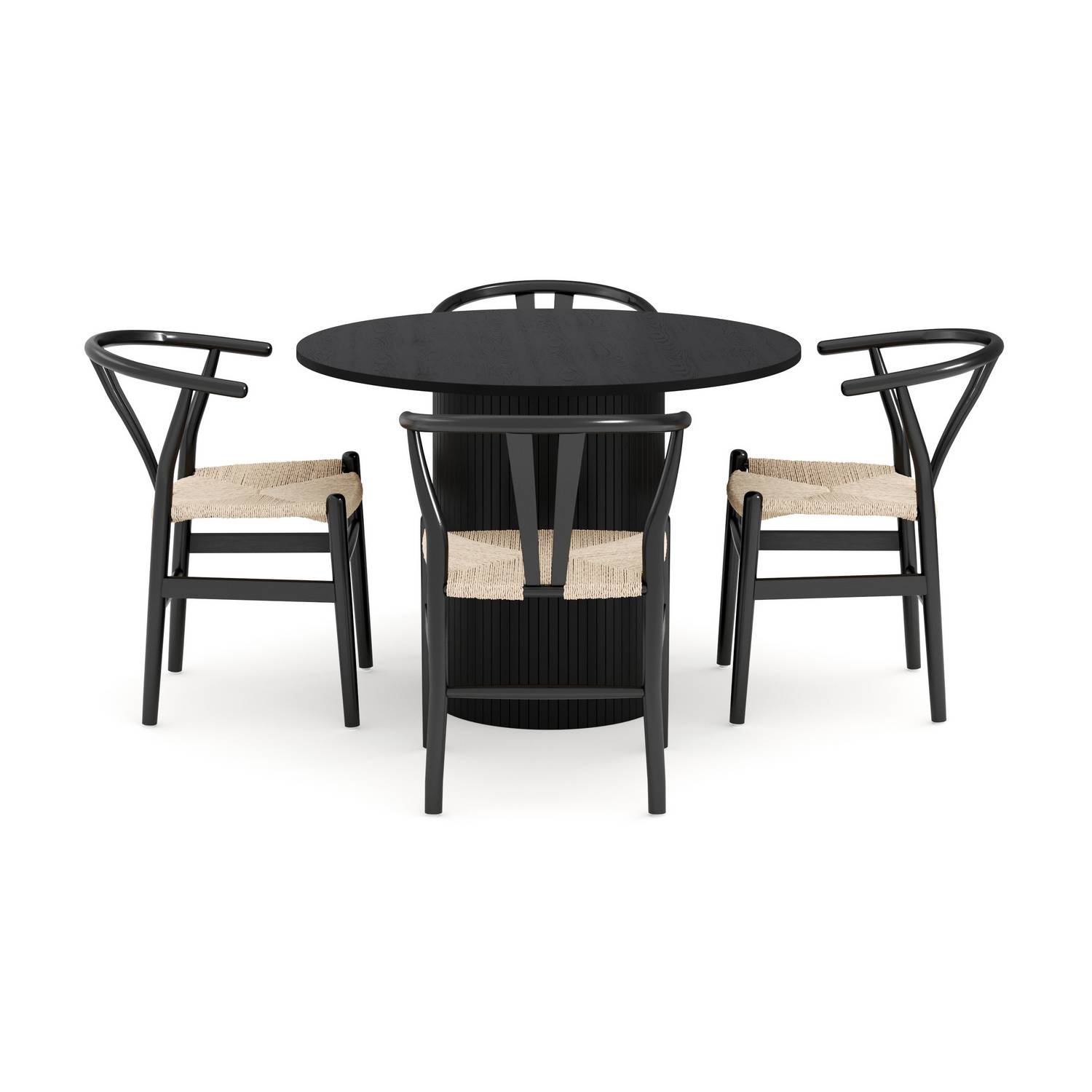 Matgrupp Bark Kopparbo Runt Matbord 106 cm med 4 Dastoori Matstol