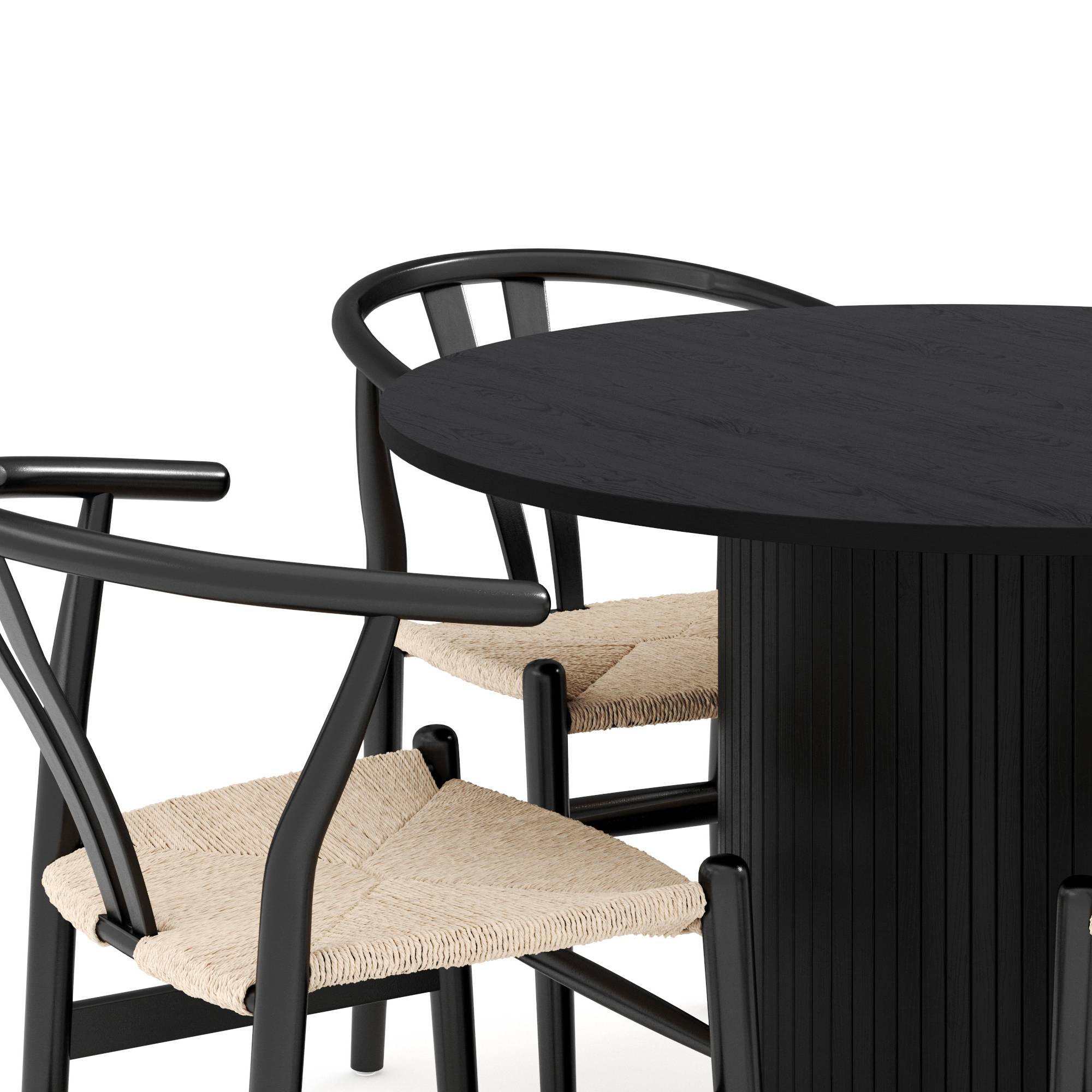 Matgrupp Bark Kopparbo Runt Matbord 106 cm med 4 Dastoori Matstol