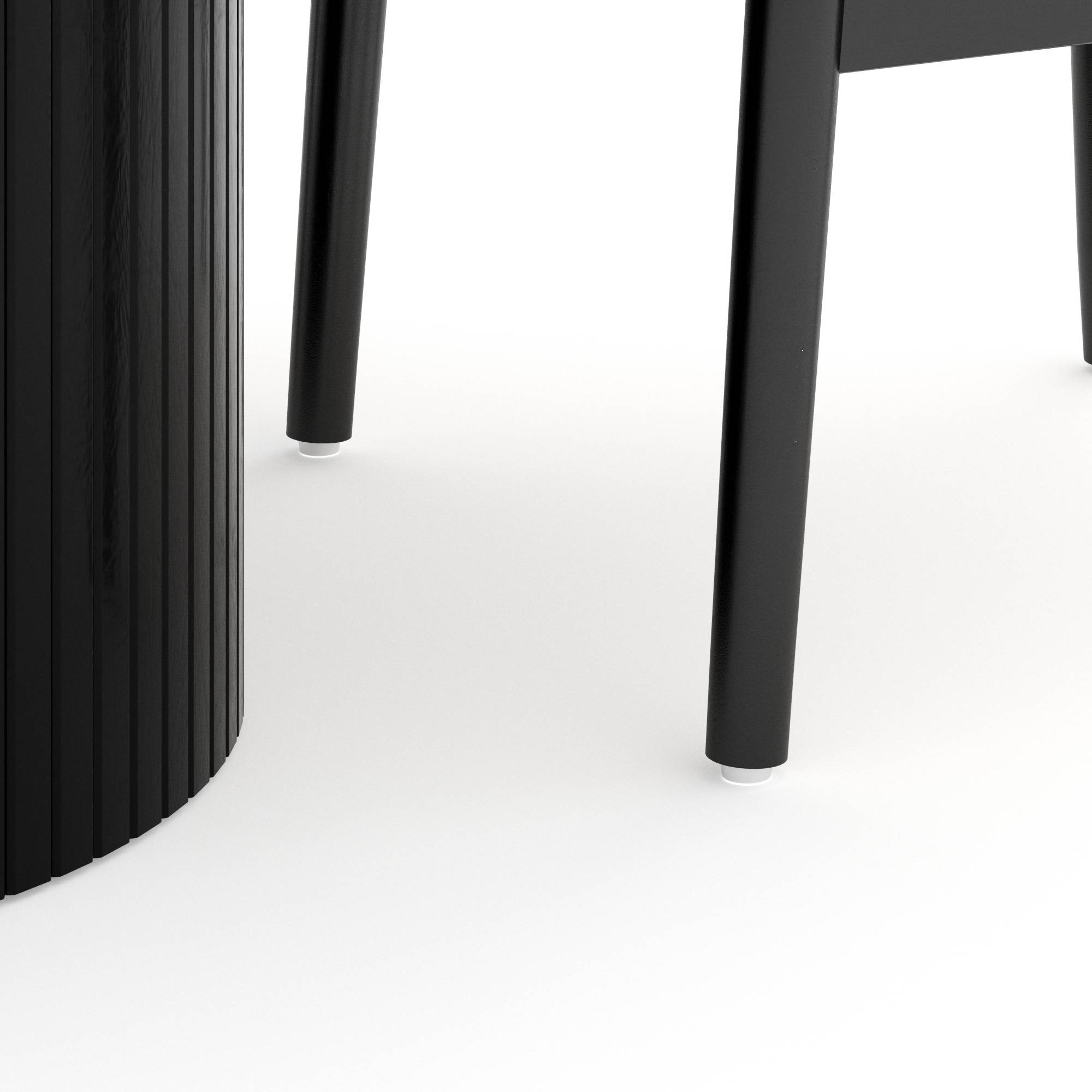 Matgrupp Bark Kopparbo Runt Matbord 106-156 cm Svart Förlängningsbartt med 4Dastoori Matstol