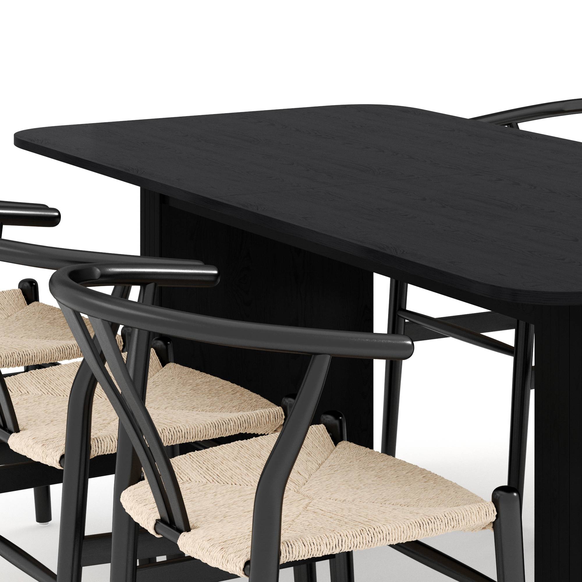 Matgrupp Bark Kopparbo Rektangulärt Matbord 180-240 cm Förlängningsbartt med 6 Dastoori Matstol