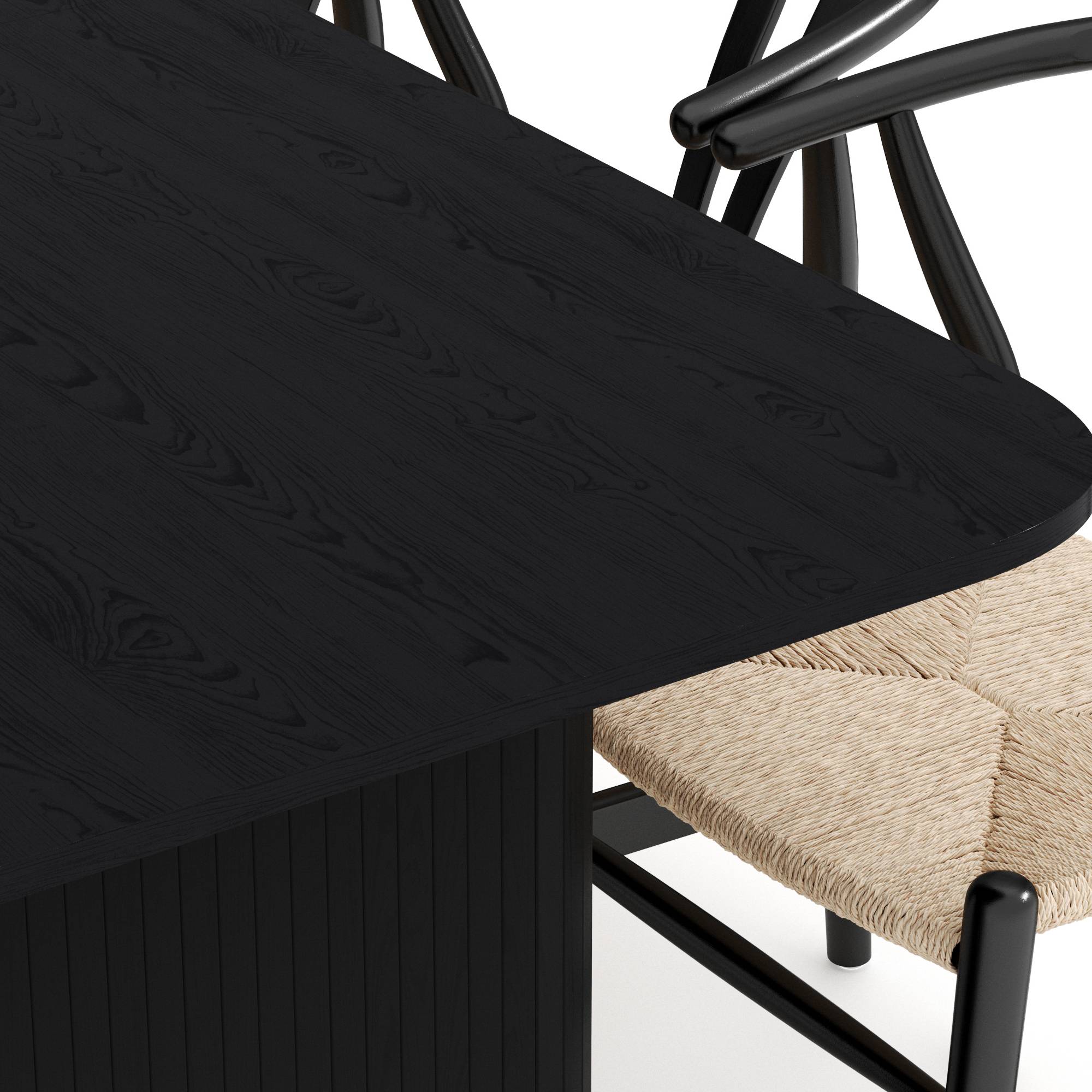 Matgrupp Bark Kopparbo Rektangulärt Matbord 180-240 cm Förlängningsbartt med 6 Dastoori Matstol