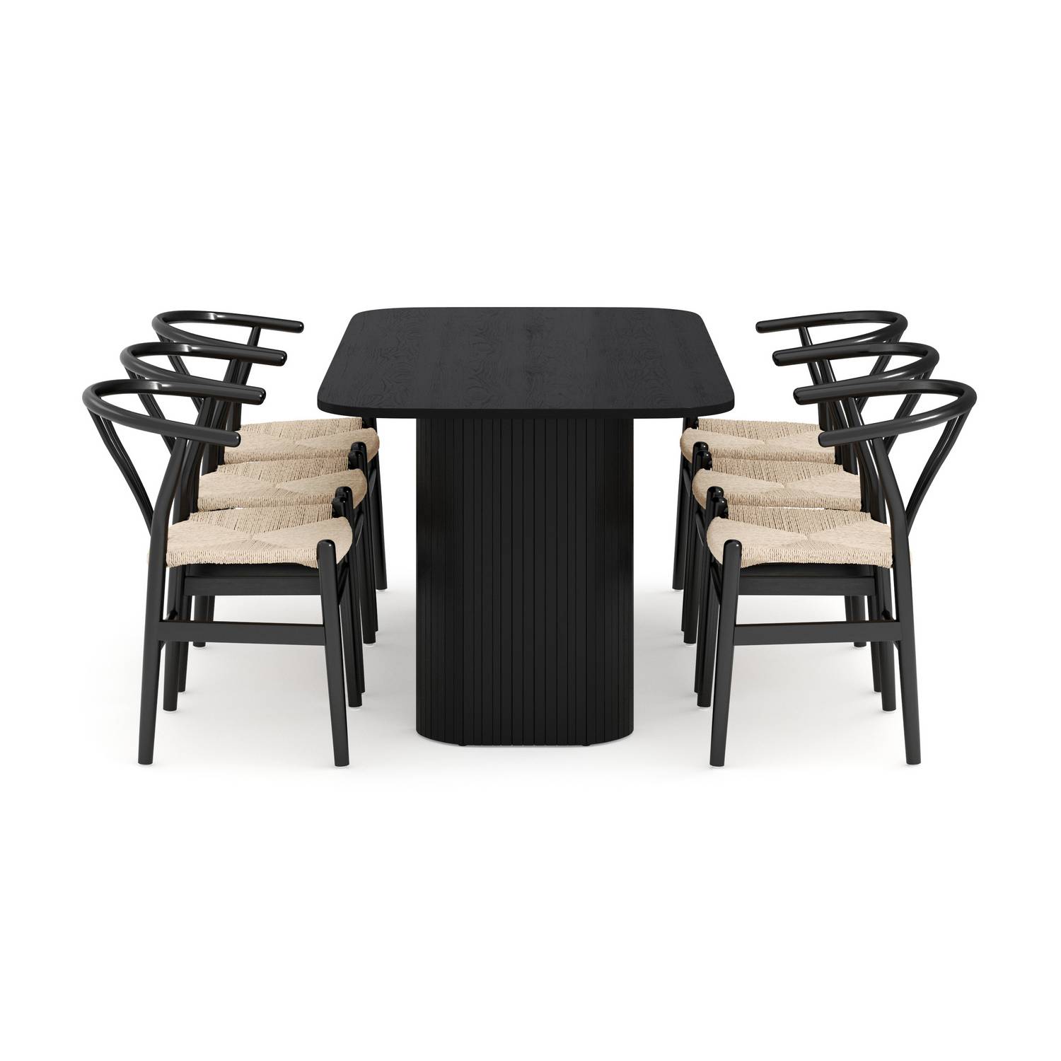 Matgrupp Bark Kopparbo Rektangulärt Matbord 160 cm med 6 Dastoori Matstol