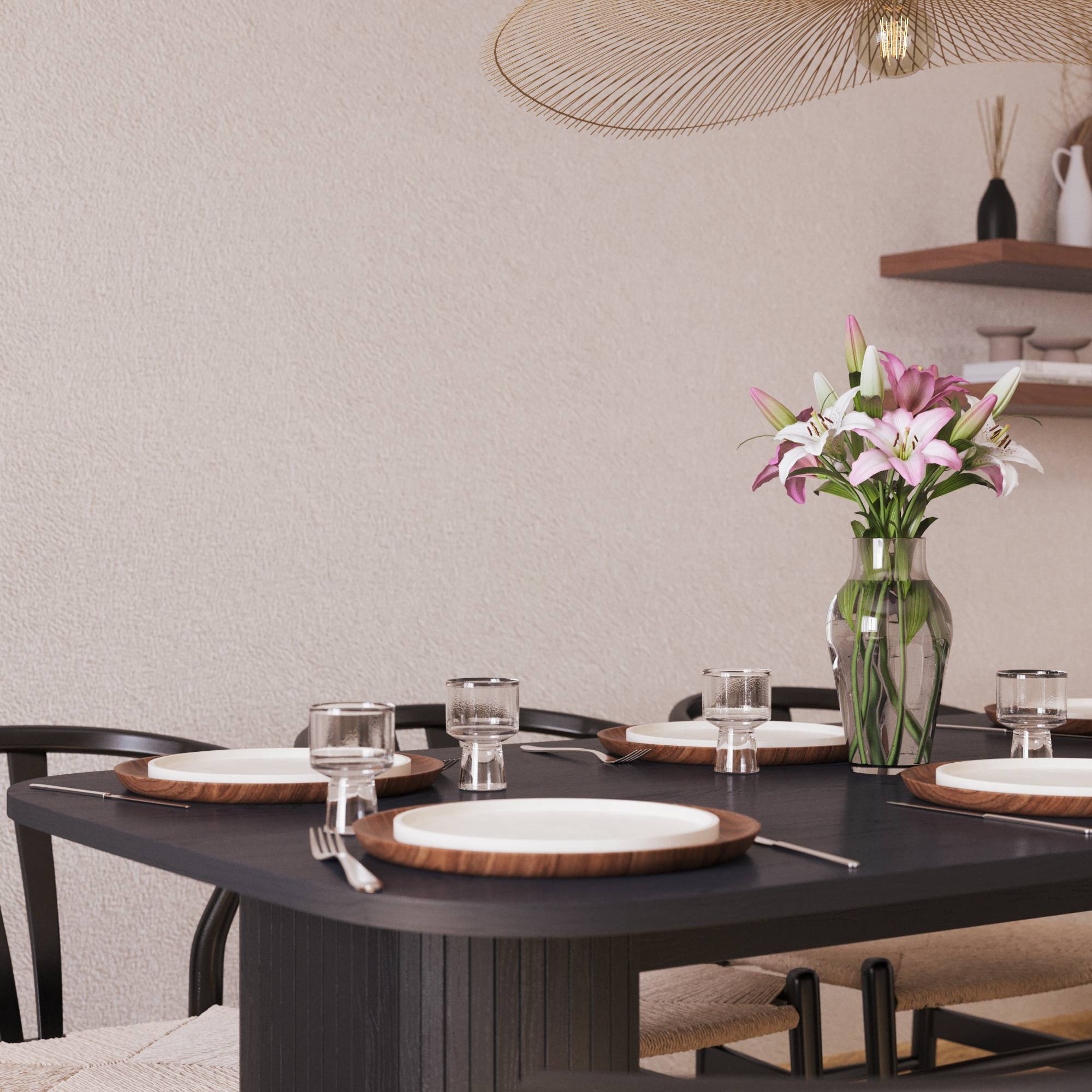 Matgrupp Bark Kopparbo Rektangulärt Matbord 160 cm med 6 Dastoori Matstol