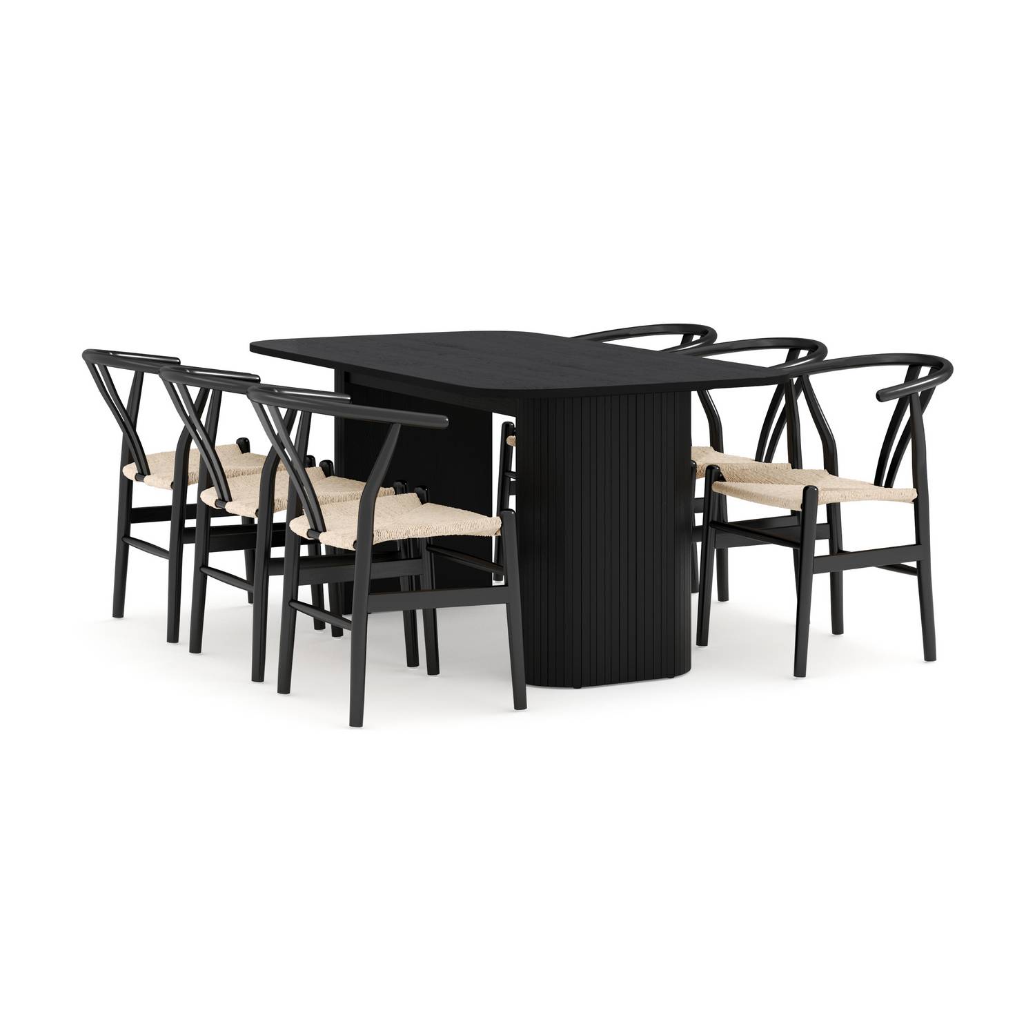 Matgrupp Bark Kopparbo Rektangulärt Matbord 160 cm med 6 Dastoori Matstol