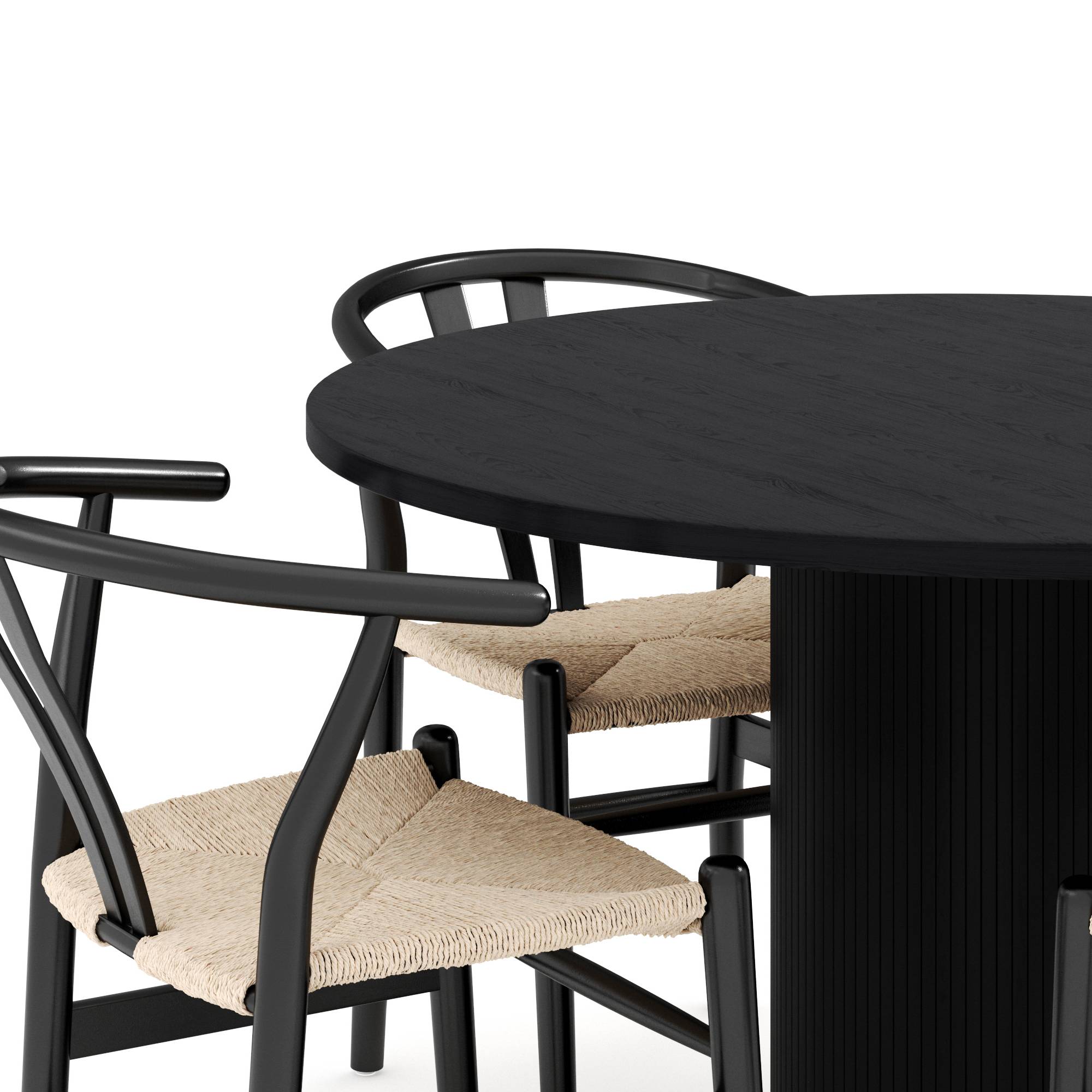 Matgrupp Bark Noira Runt Matbord 120 cm med 4 Dastoori Matstol