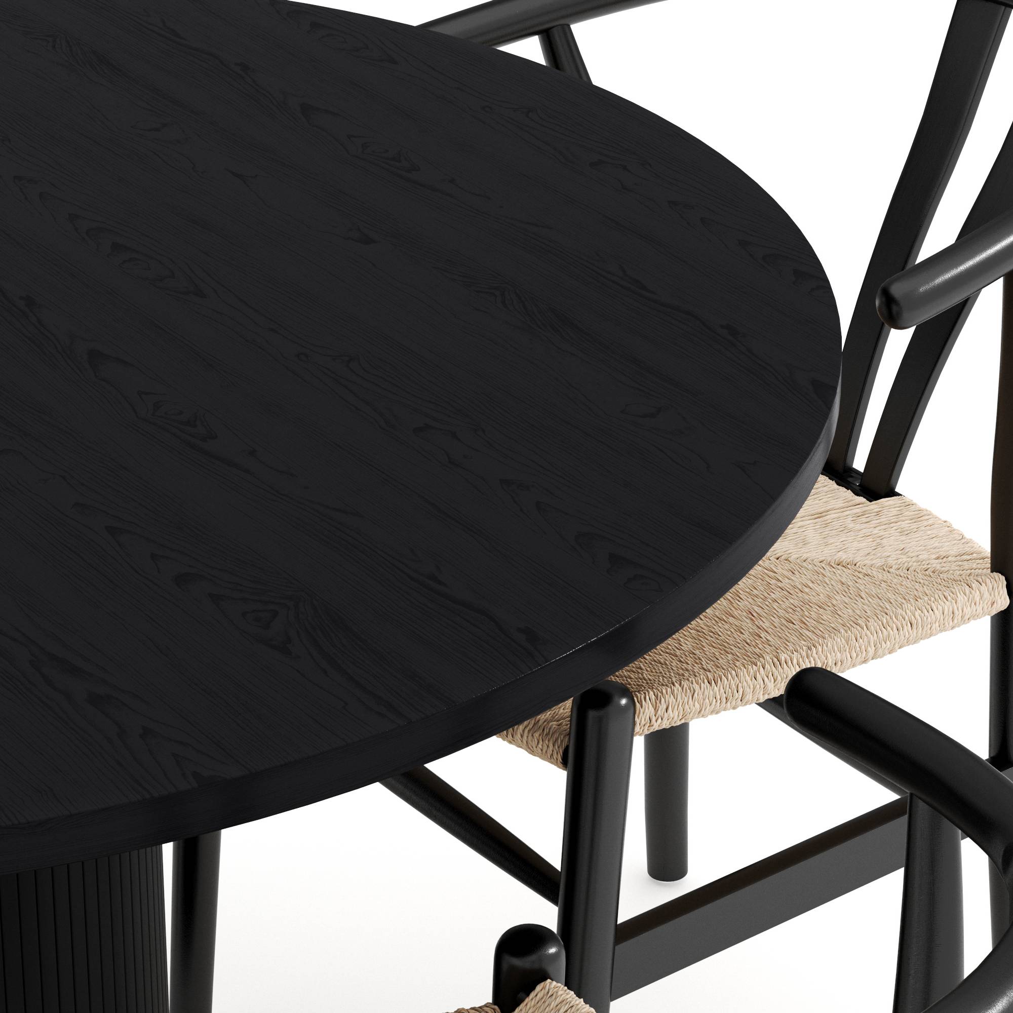 Matgrupp Bark Noira Runt Matbord 120 cm med 4 Dastoori Matstol