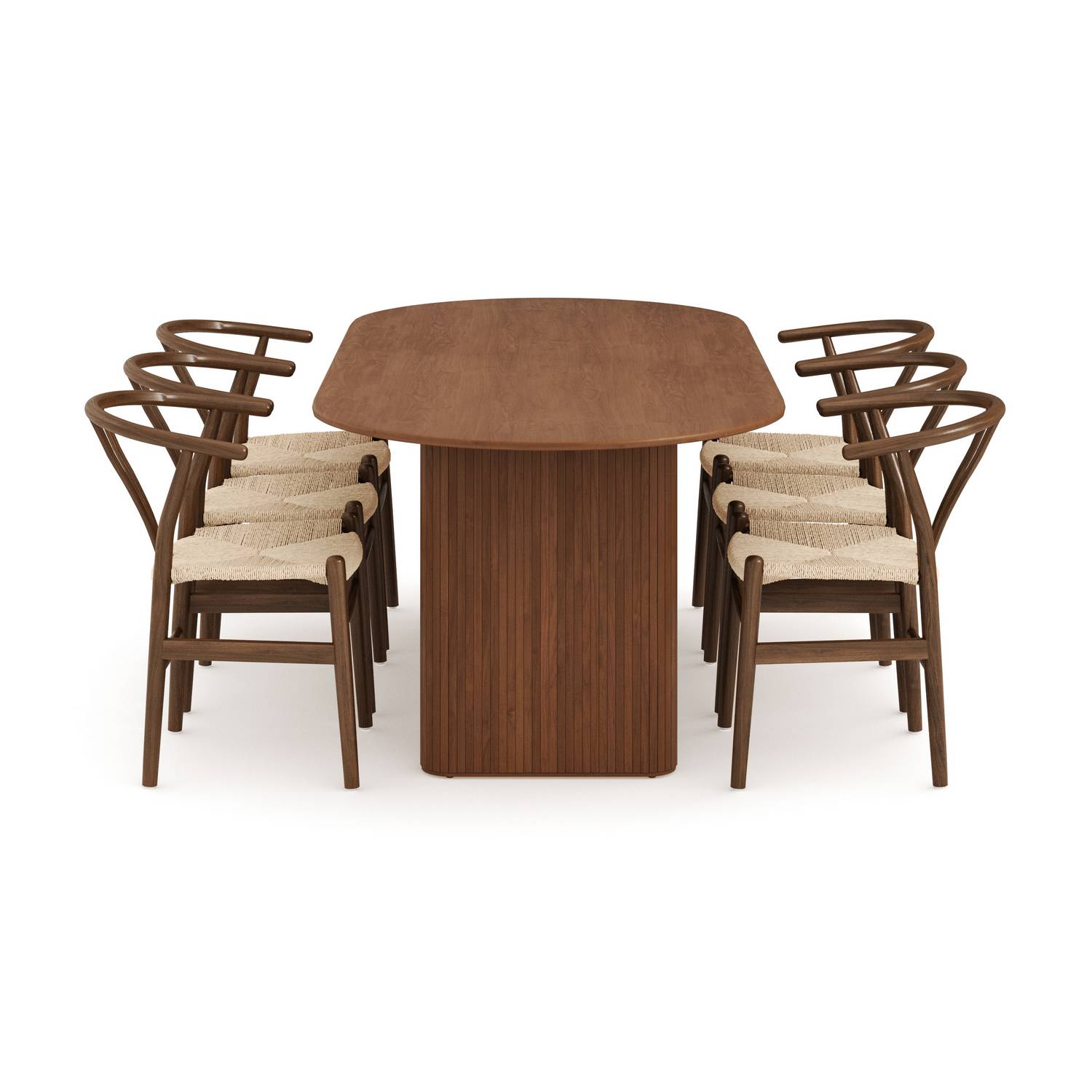 Matgrupp Bark Noira Ovalt Matbord 220 cm med 6Dastoori Matstol