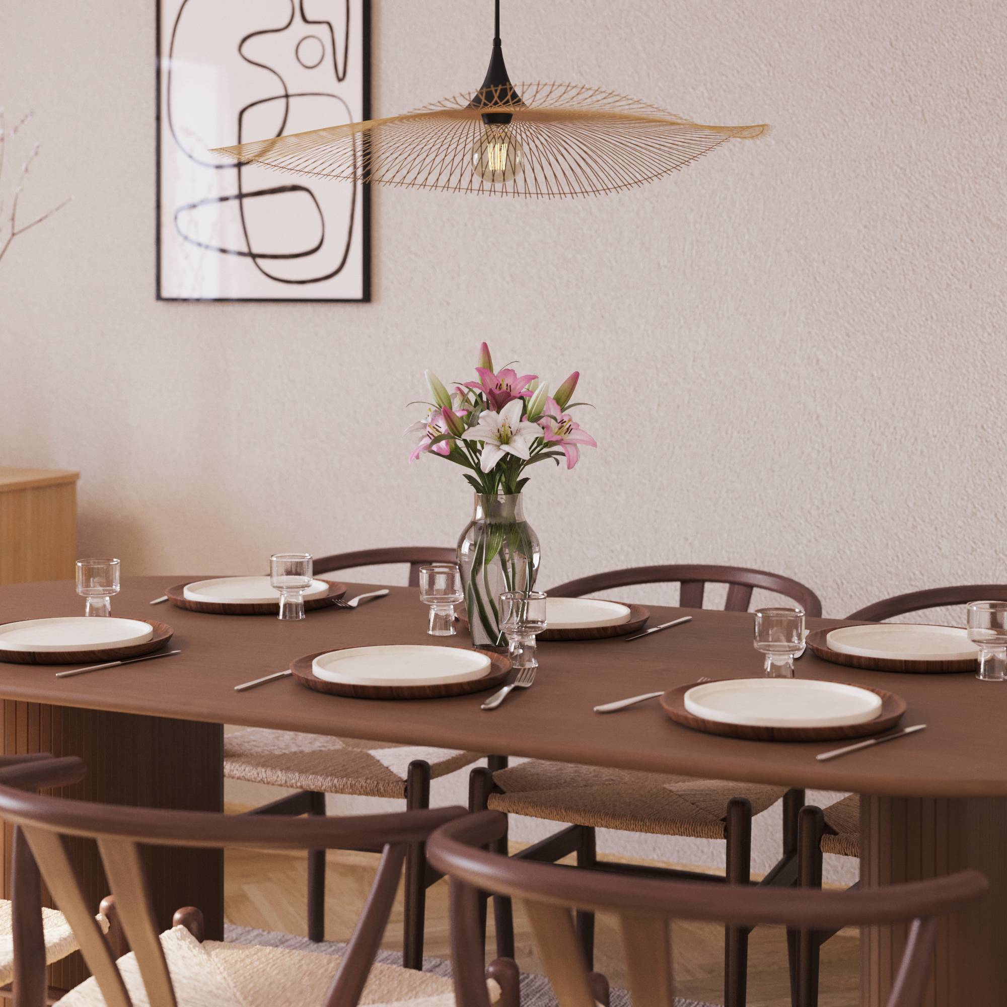 Matgrupp Bark Noira Ovalt Matbord 220 cm med 6Dastoori Matstol