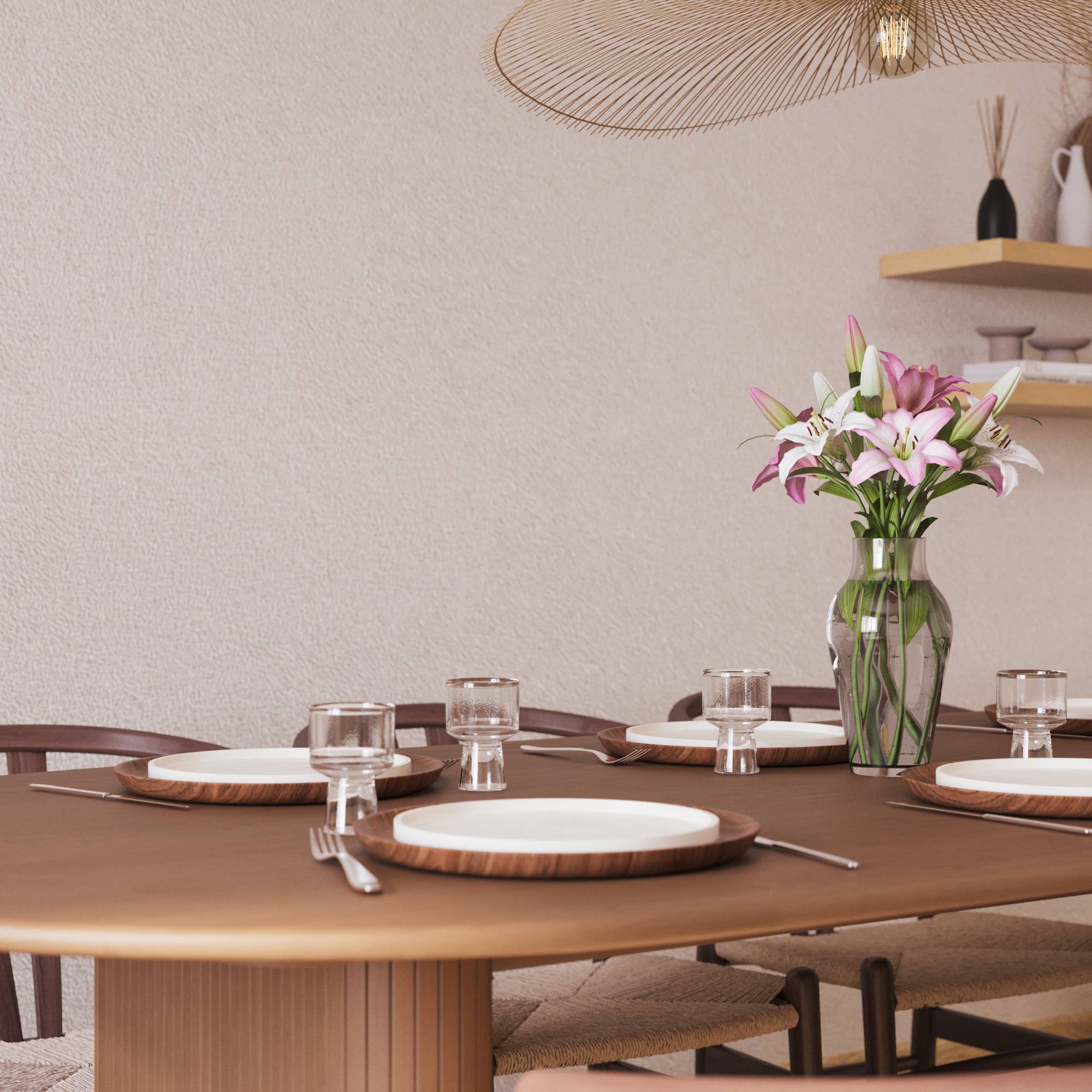 Matgrupp Bark Noira Ovalt Matbord 220 cm med 6Dastoori Matstol