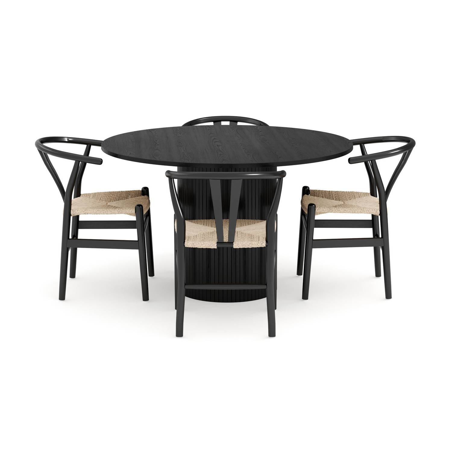 Matgrupp Bark Kopparbo Runt Matbord 130 cm med 4 Dastoori Matstol