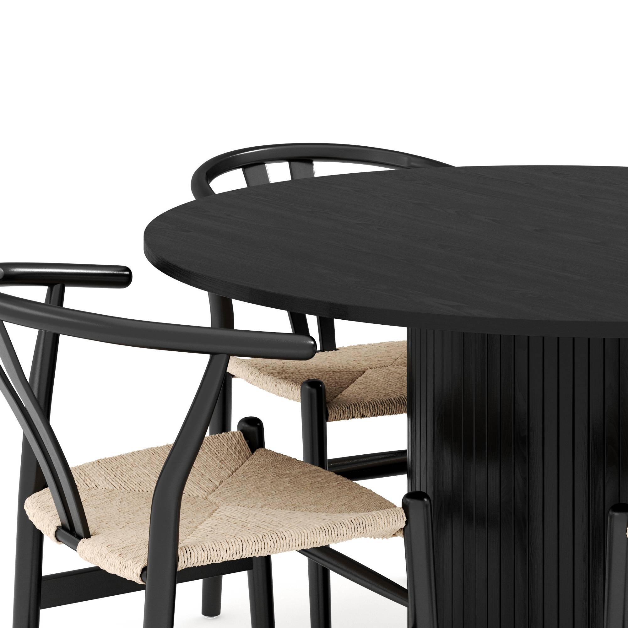 Matgrupp Bark Kopparbo Runt Matbord 130 cm med 4 Dastoori Matstol