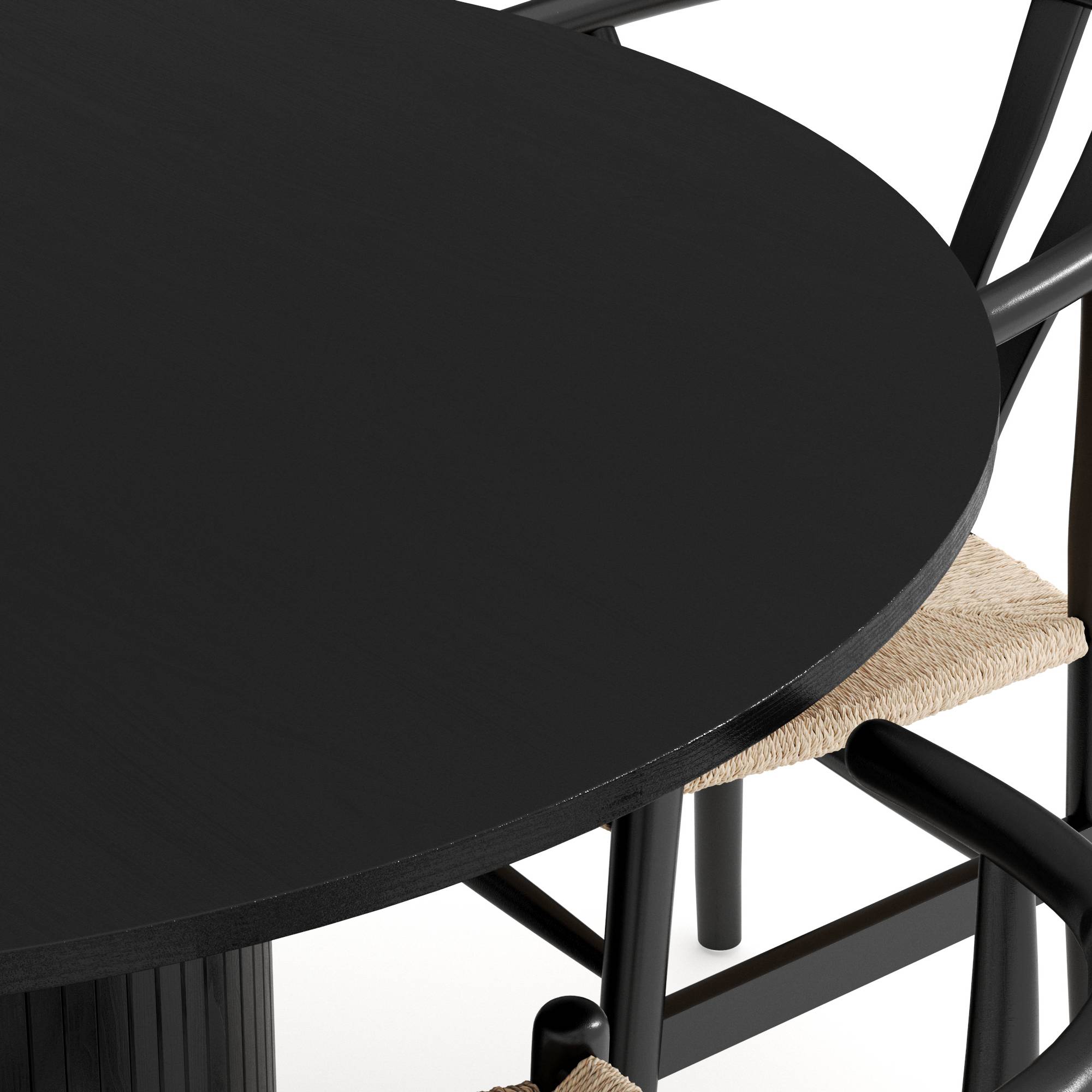 Matgrupp Bark Kopparbo Runt Matbord 130 cm med 4 Dastoori Matstol