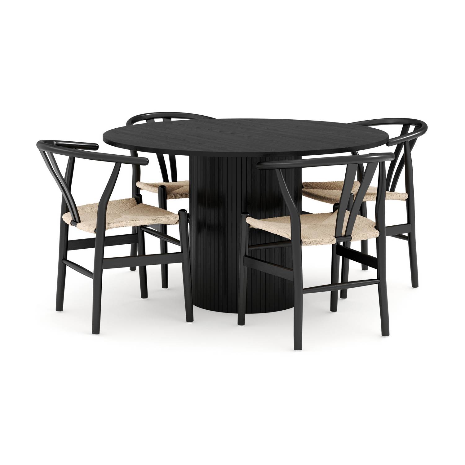 Matgrupp Bark Kopparbo Runt Matbord 130 cm med 4 Dastoori Matstol