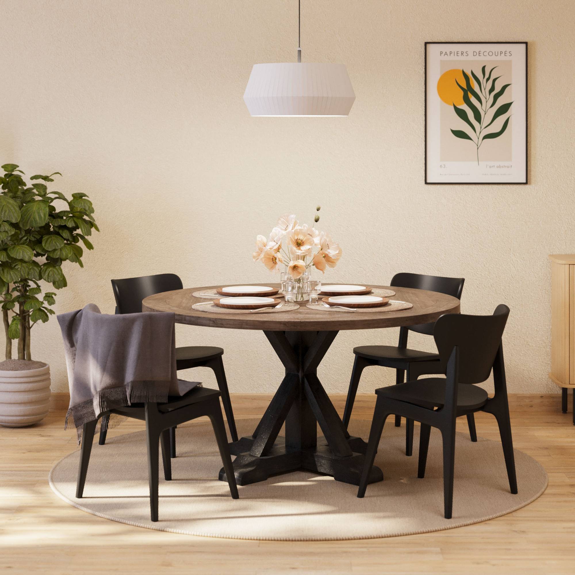 Matgrupp Bloomington Lyon Runt Matbord 120 cm med 4 Jerup Matstol