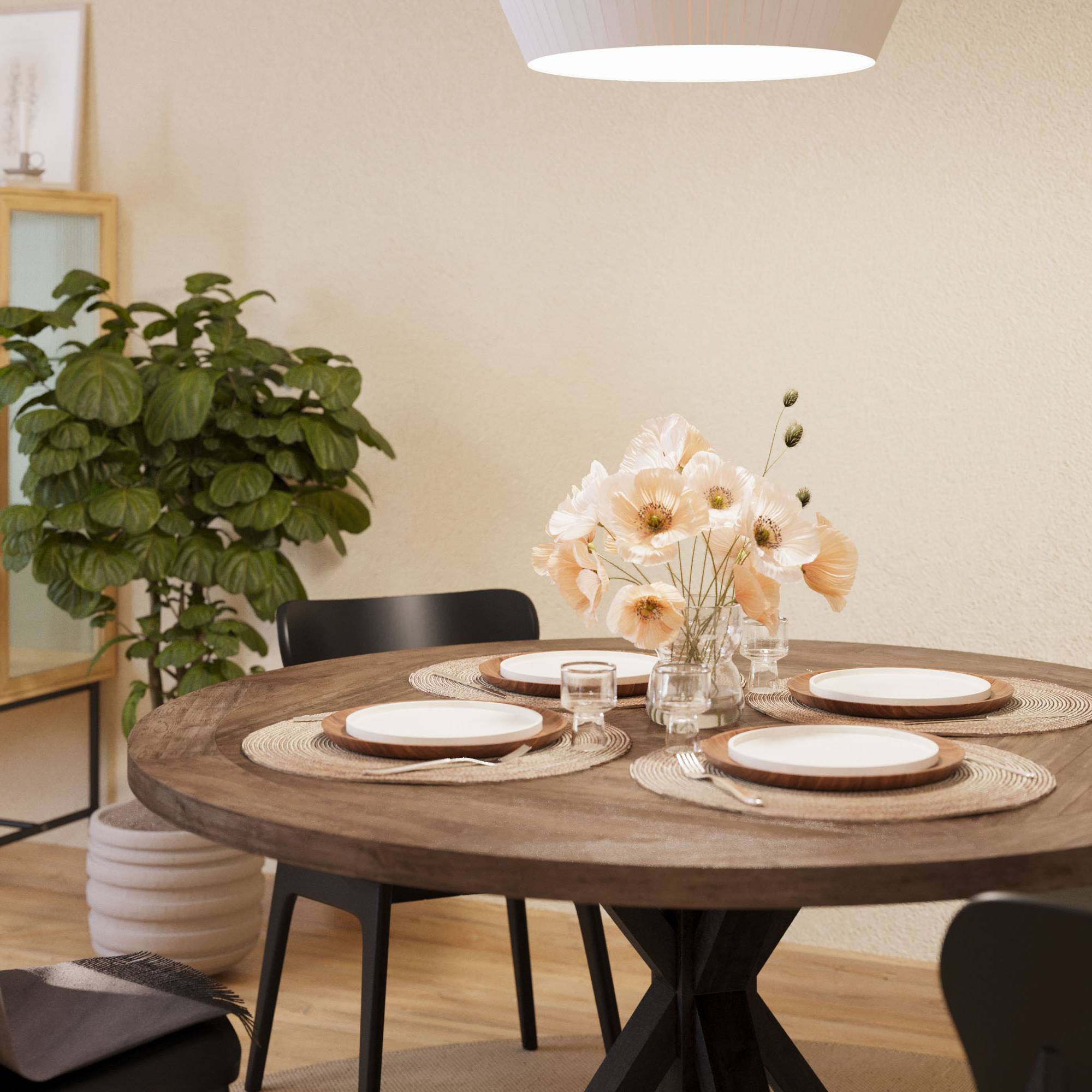 Matgrupp Bloomington Lyon Runt Matbord 120 cm med 4 Jerup Matstol