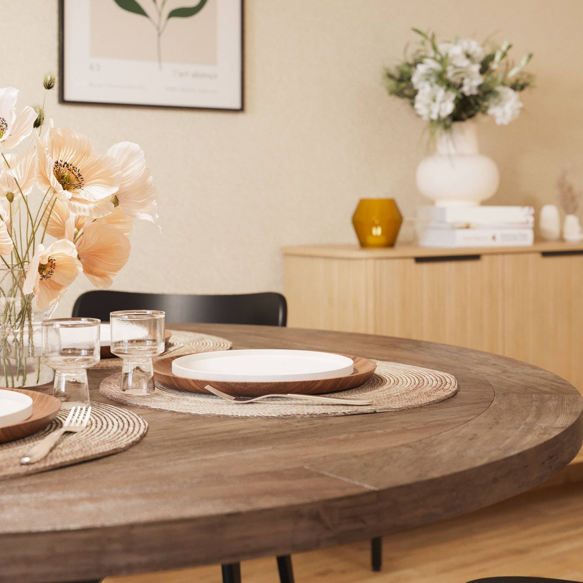 Matgrupp Bloomington Lyon Runt Matbord 120 cm med 4 Jerup Matstol