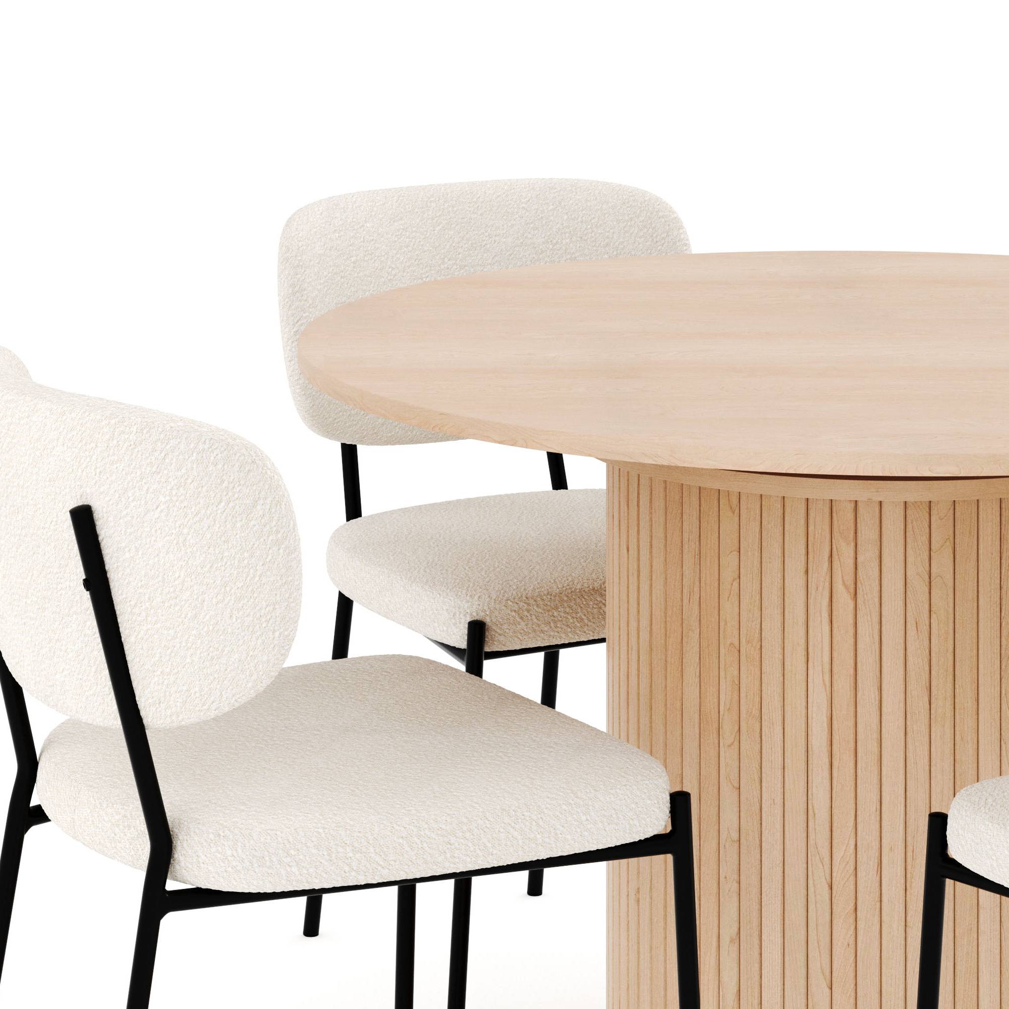 Matgrupp Bark Kopparbo Runt Matbord 106-156 cm Förlängningsbartt med 4 Gemmiano Matstol