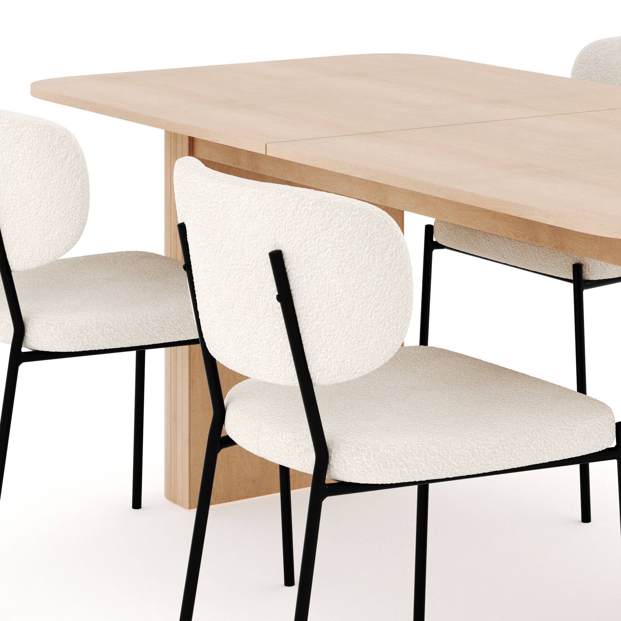 Matgrupp Bark Kopparbo Rektangulärt Matbord 180-240 cm Förlängningsbartt med 4 Gemmiano Matstol