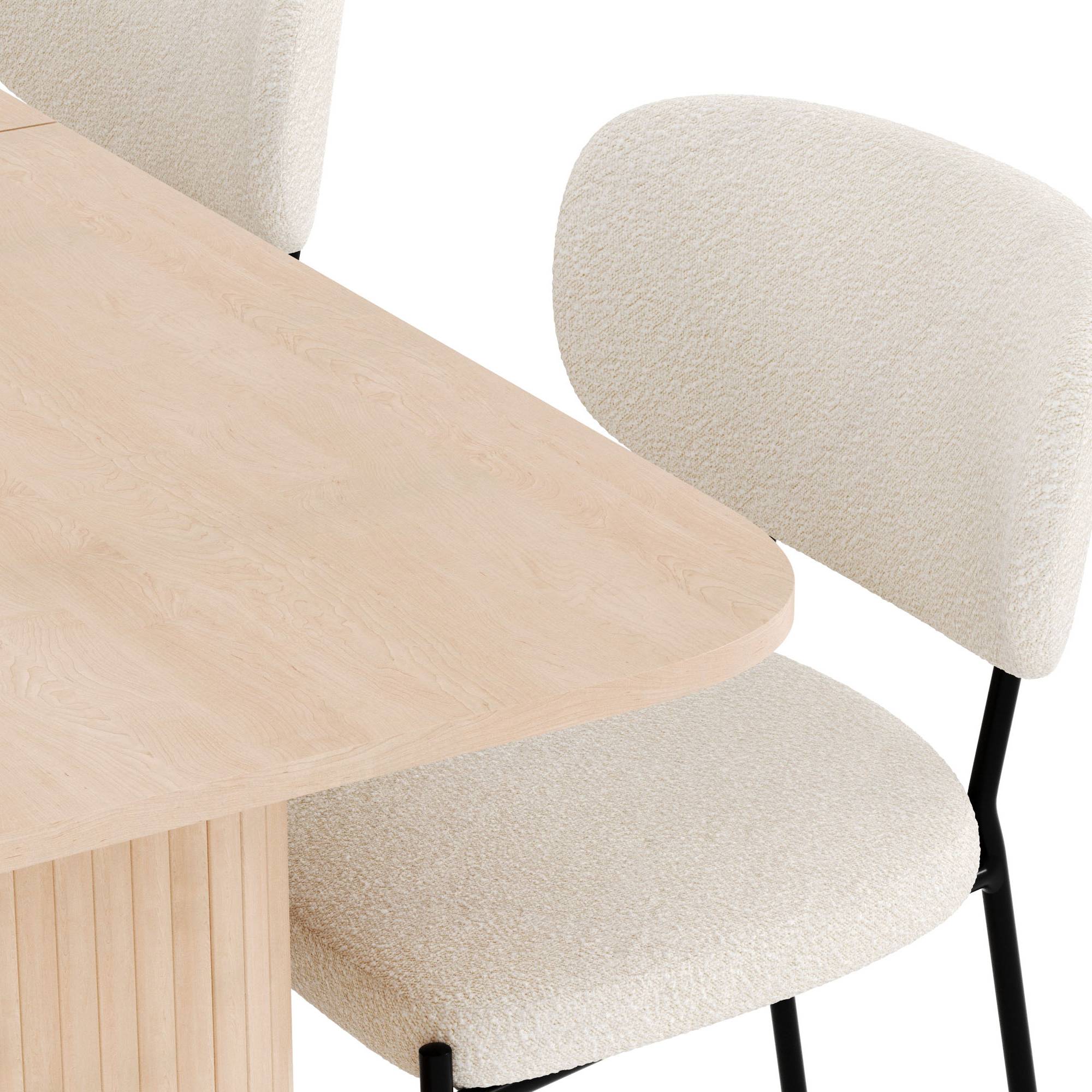 Matgrupp Bark Kopparbo Rektangulärt Matbord 180-240 cm Förlängningsbartt med 4 Gemmiano Matstol