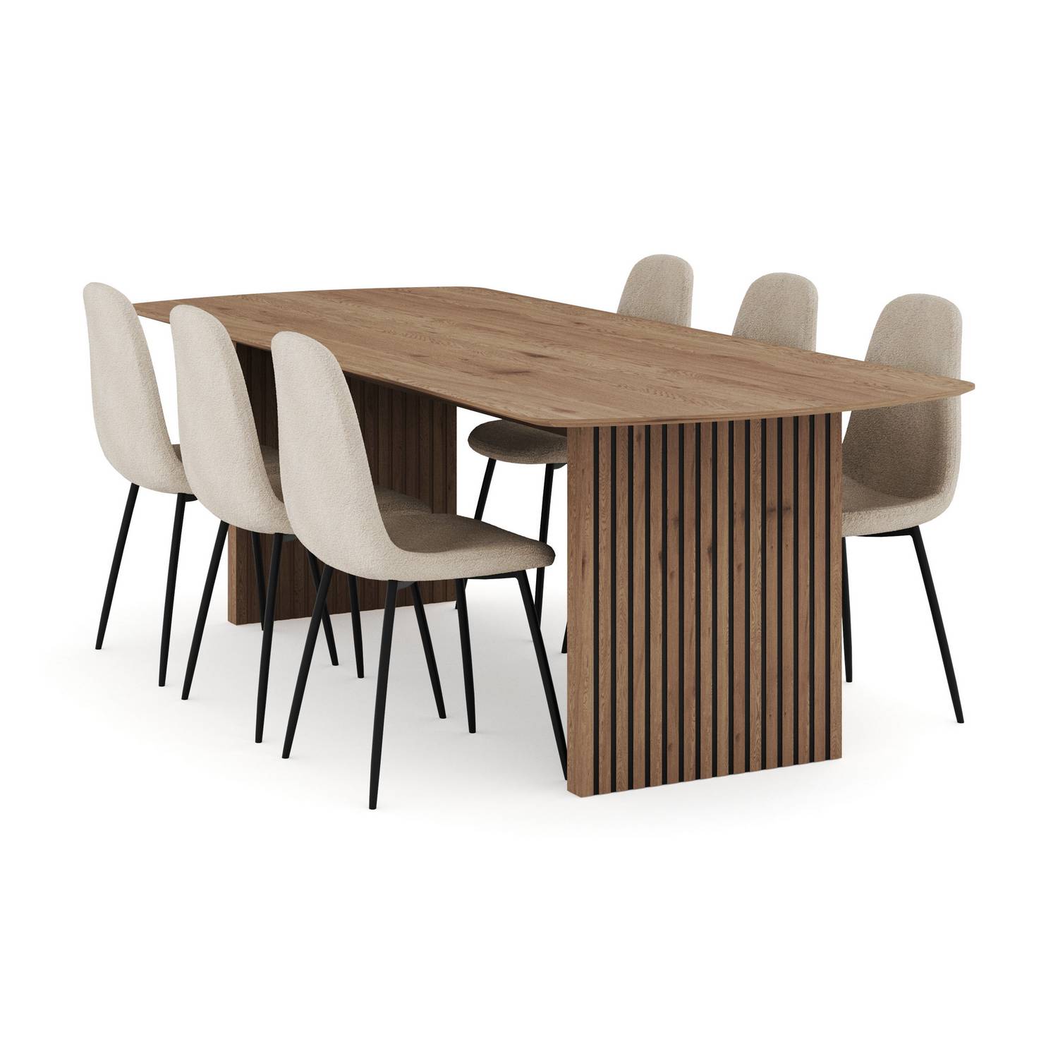 Matgrupp Bark Richeto Rektangulärt Matbord 240 cm med 6 Polar Matstol