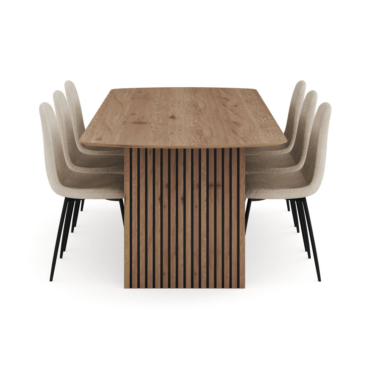 Matgrupp Bark Richeto Rektangulärt Matbord 240 cm med 6 Polar Matstol