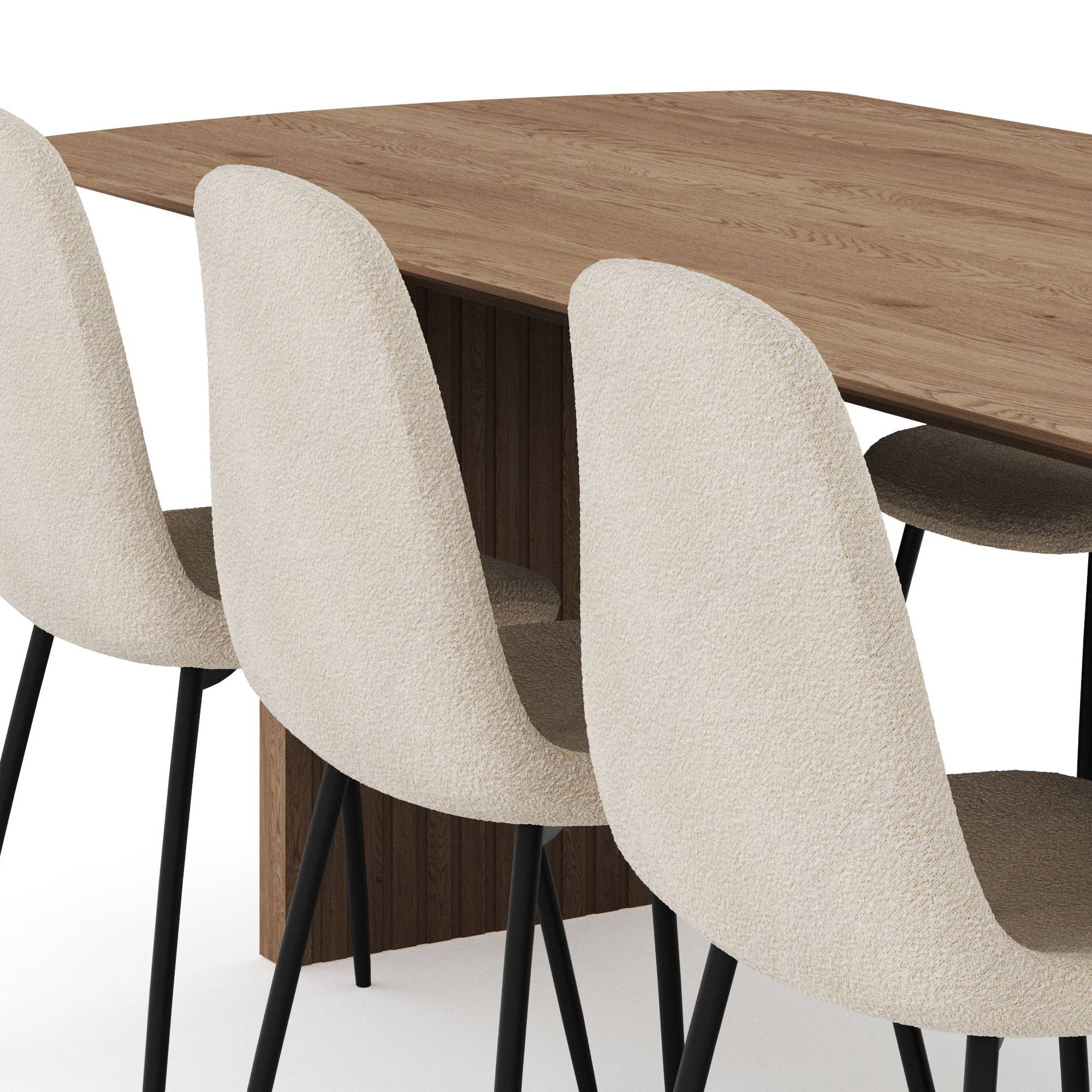 Matgrupp Bark Richeto Rektangulärt Matbord 240 cm med 6 Polar Matstol