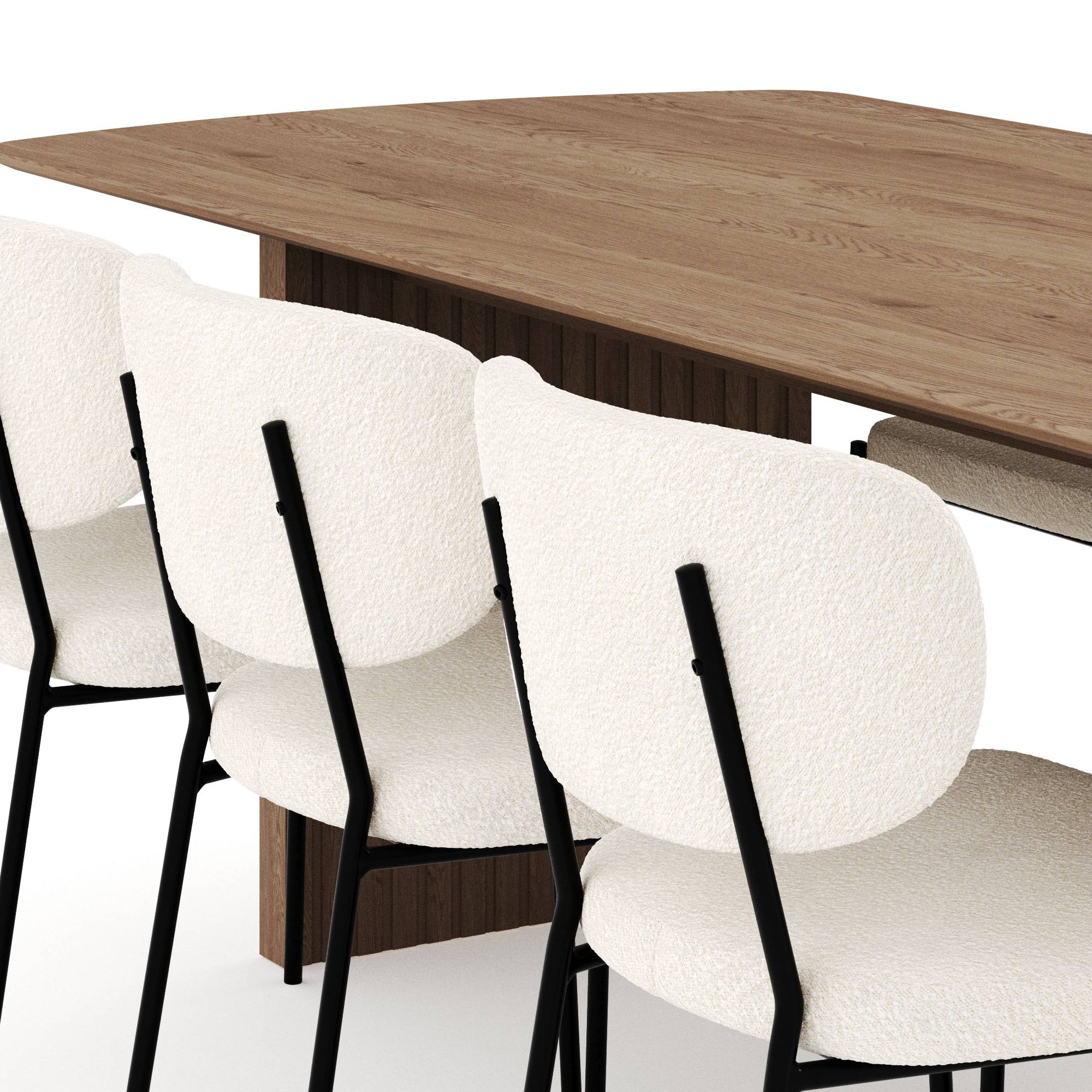 Matgrupp Bark Richeto Rektangulärt Matbord 240 cm med 6 Gemmiano Matstol