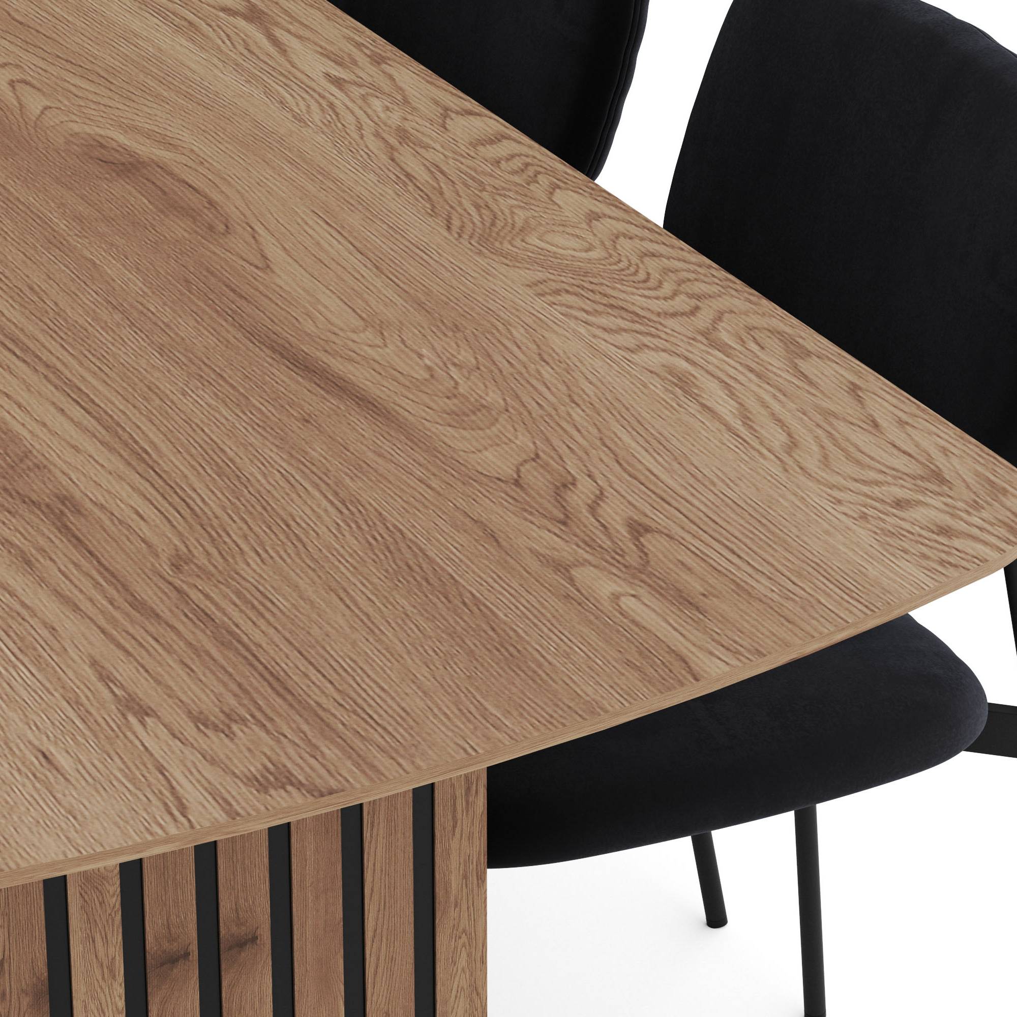 Matgrupp Bark Richeto Rektangulärt Matbord 240 cm med 6 Lowe Matstol Svart