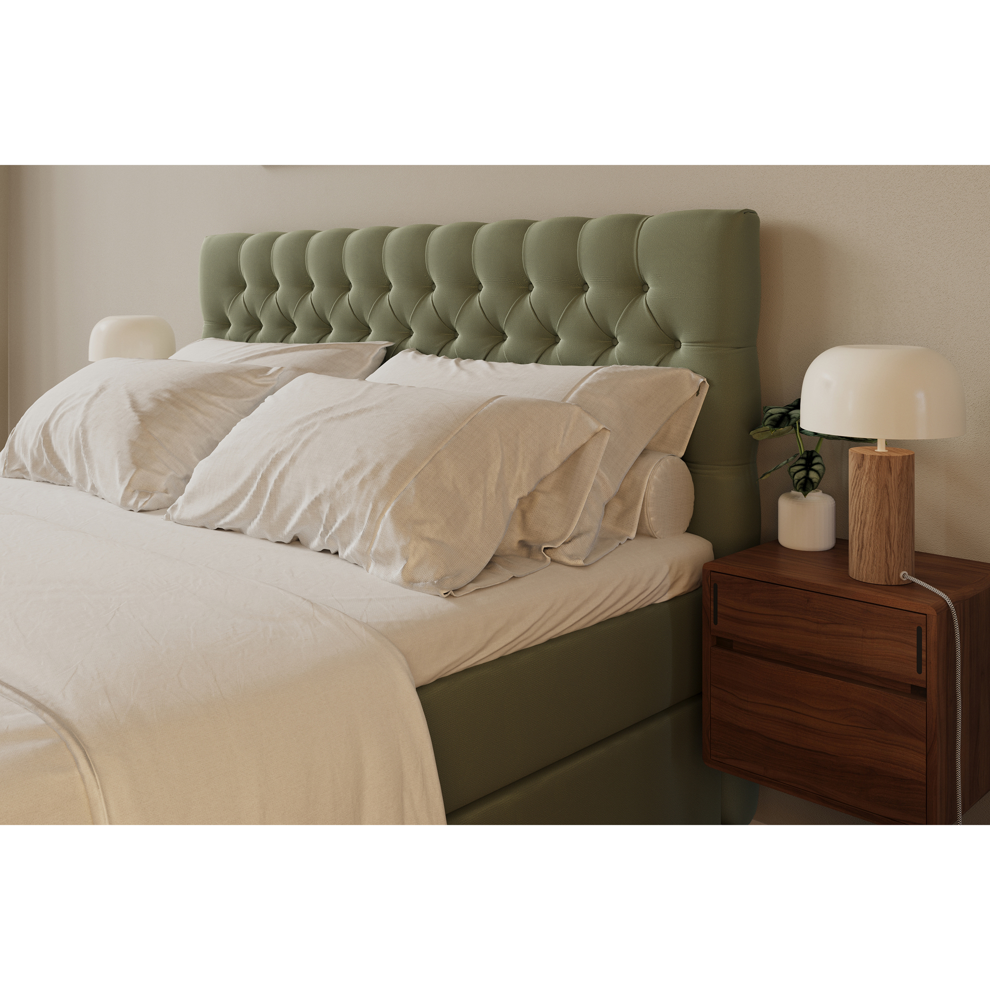 Kontinentalsäng Berg & Strand Hilton Lyx Komplett Sängpaket 160x200 cm med Knappad Sänggavel i Sammet