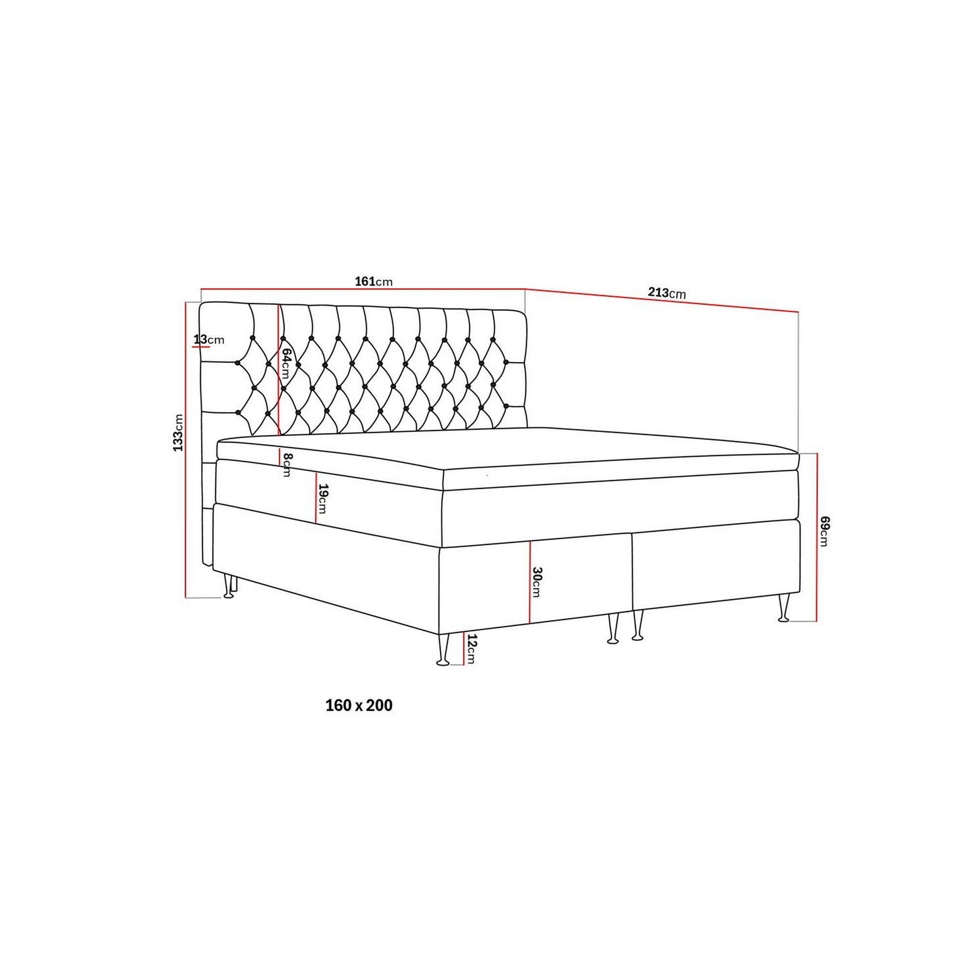 Kontinentalsäng Berg & Strand Hilton Lyx Komplett Sängpaket 160x200 cm med Knappad Sänggavel i Sammet