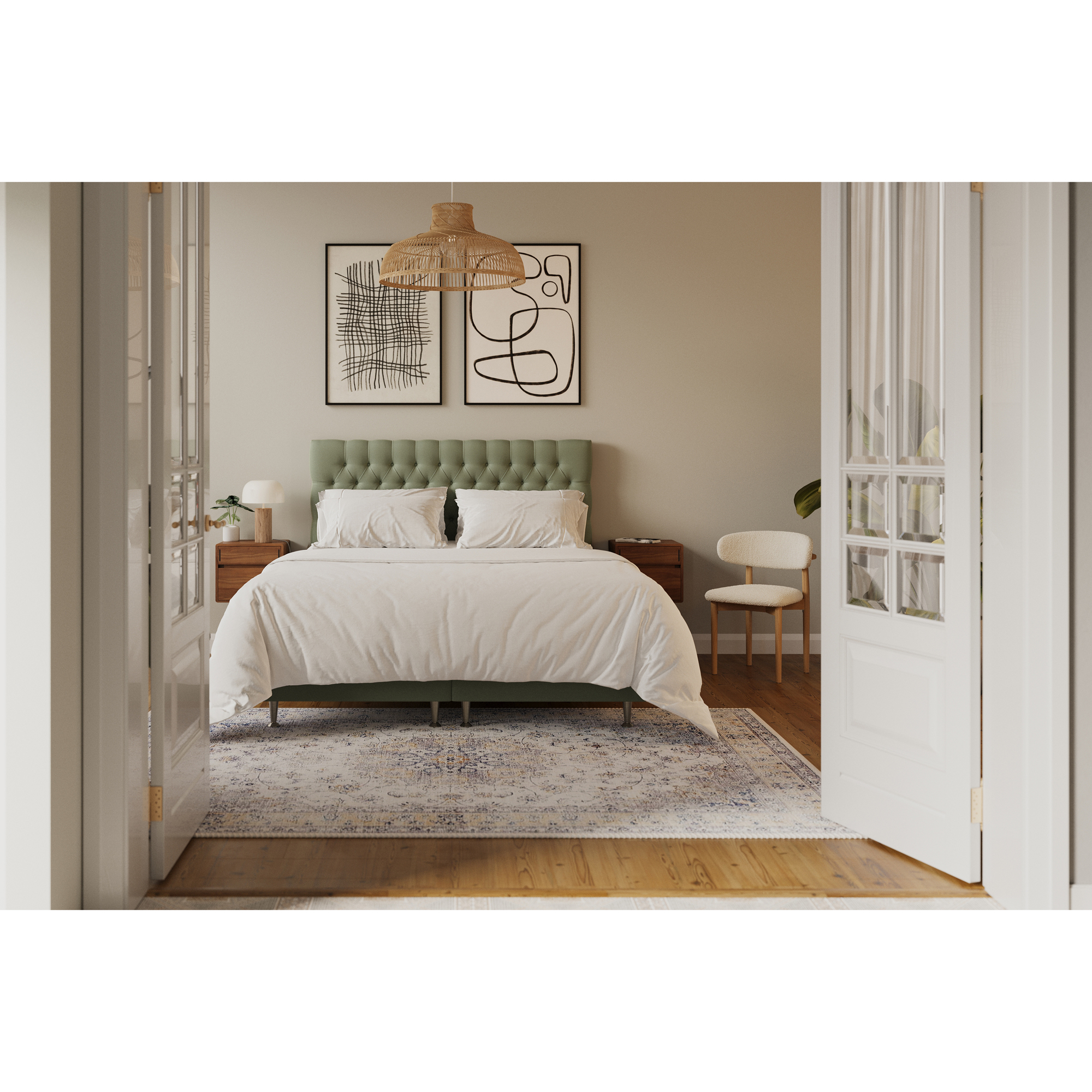 Kontinentalsäng Berg & Strand Hilton Lyx Komplett Sängpaket 160x200 cm med Knappad Sänggavel i Sammet