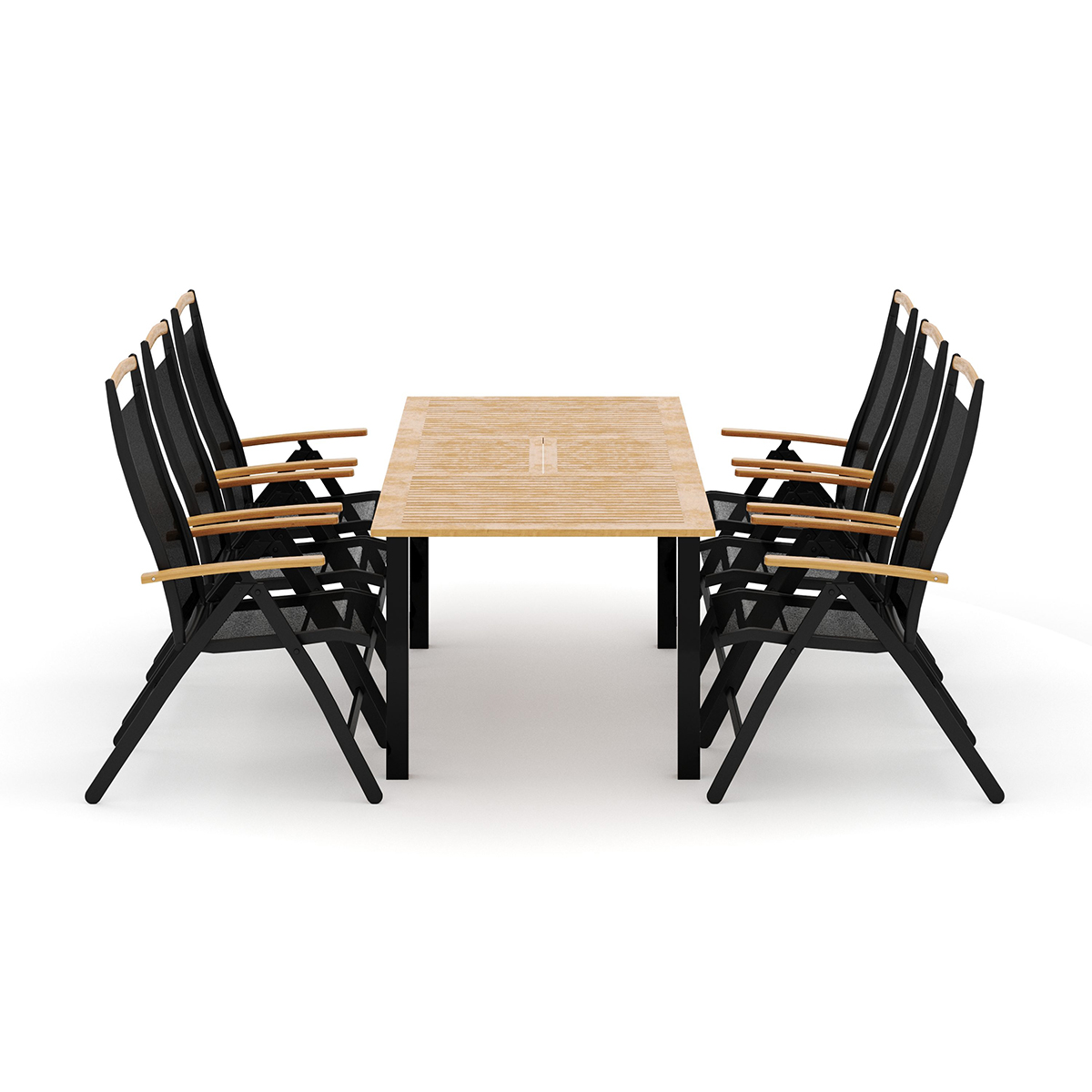 Trädgårdsgrupp deNoord Las Vegas utomhus matgrupp förlängningsbart 152-210x90 cm med 6 Las Vegas positionsstolar