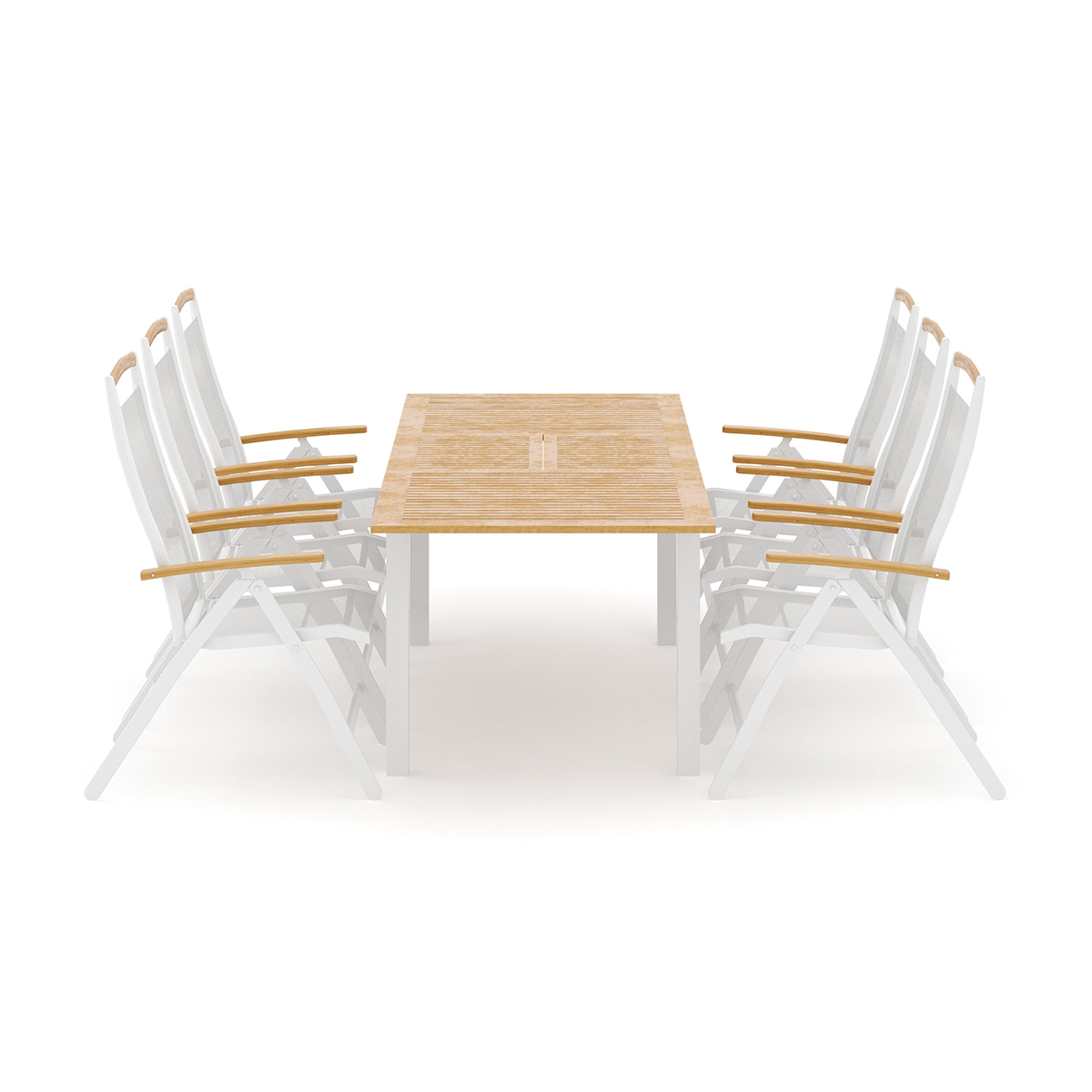 Trädgårdsgrupp deNoord Las Vegas utomhus matgrupp förlängningsbart 152-210x90 cm med 6 Las Vegas positionsstolar