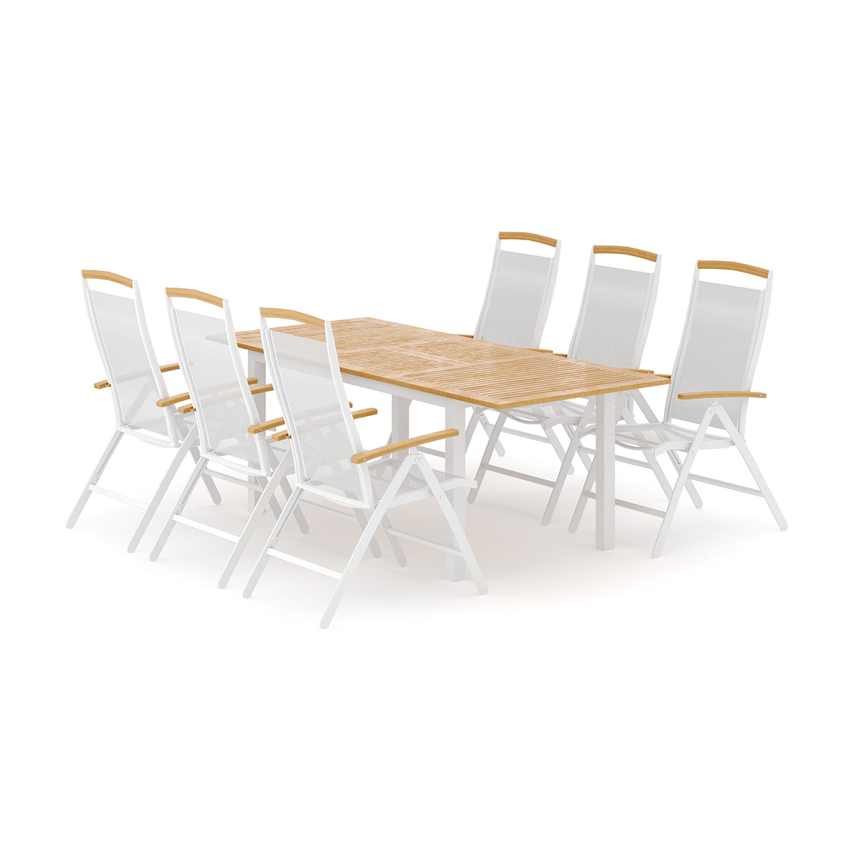 Trädgårdsgrupp deNoord Las Vegas utomhus matgrupp förlängningsbart 152-210x90 cm med 6 Las Vegas positionsstolar