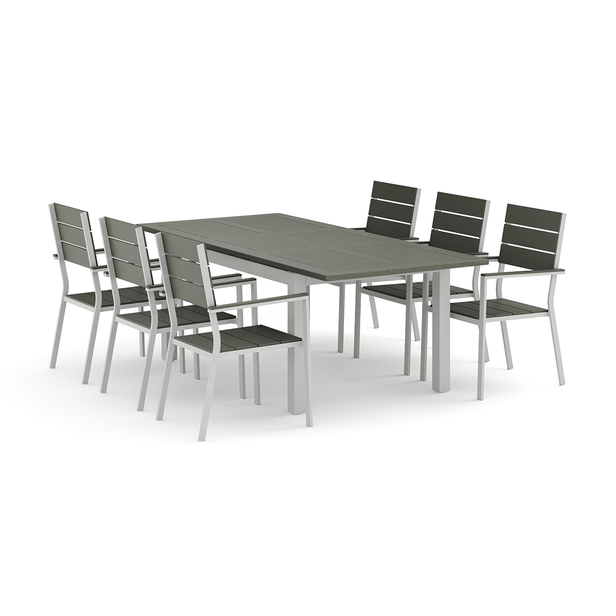 Trädgårdsgrupp Comfort Garden Monaco utomhus matgrupp förlängningsbart 150-250x90 med 6 Tunis stapelstolar