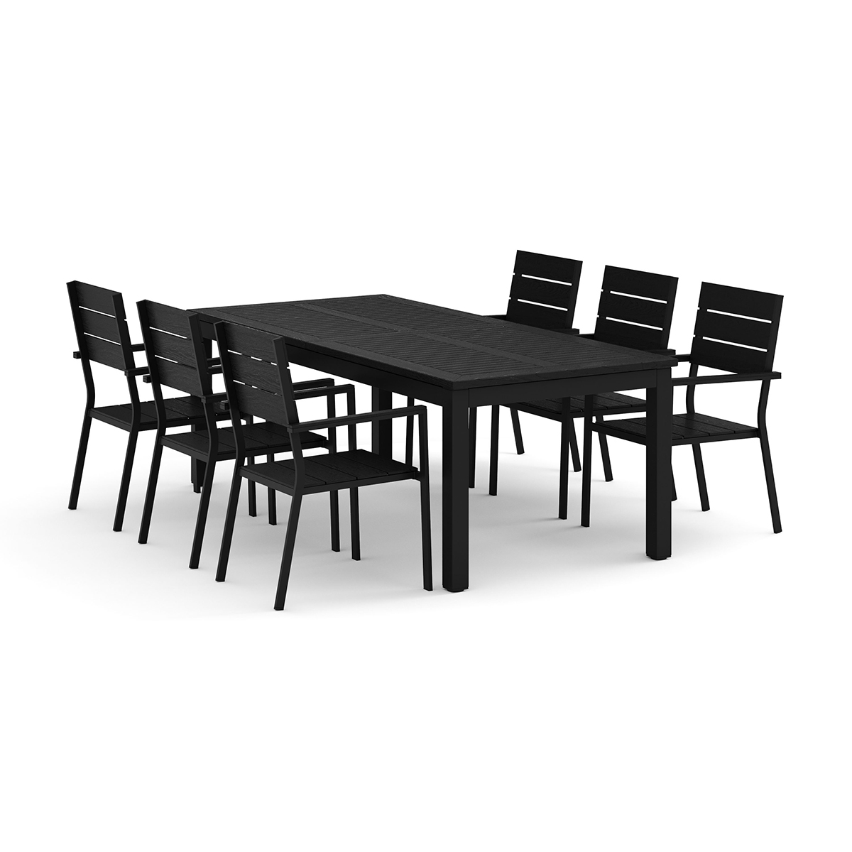 Trädgårdsgrupp Comfort Garden Monaco utomhus matgrupp förlängningsbart 210/310x90 med 6 Tunis stapelstolar