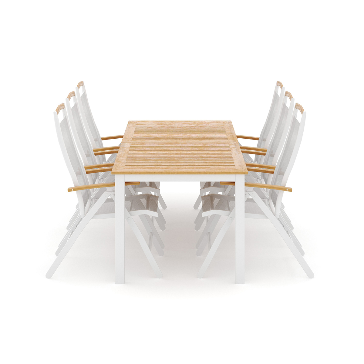 Trädgårdsgrupp deNoord Las Vegas utomhus matgrupp förlängningsbart 220x280x100 cm med 6 Las Vegas positionsstolar